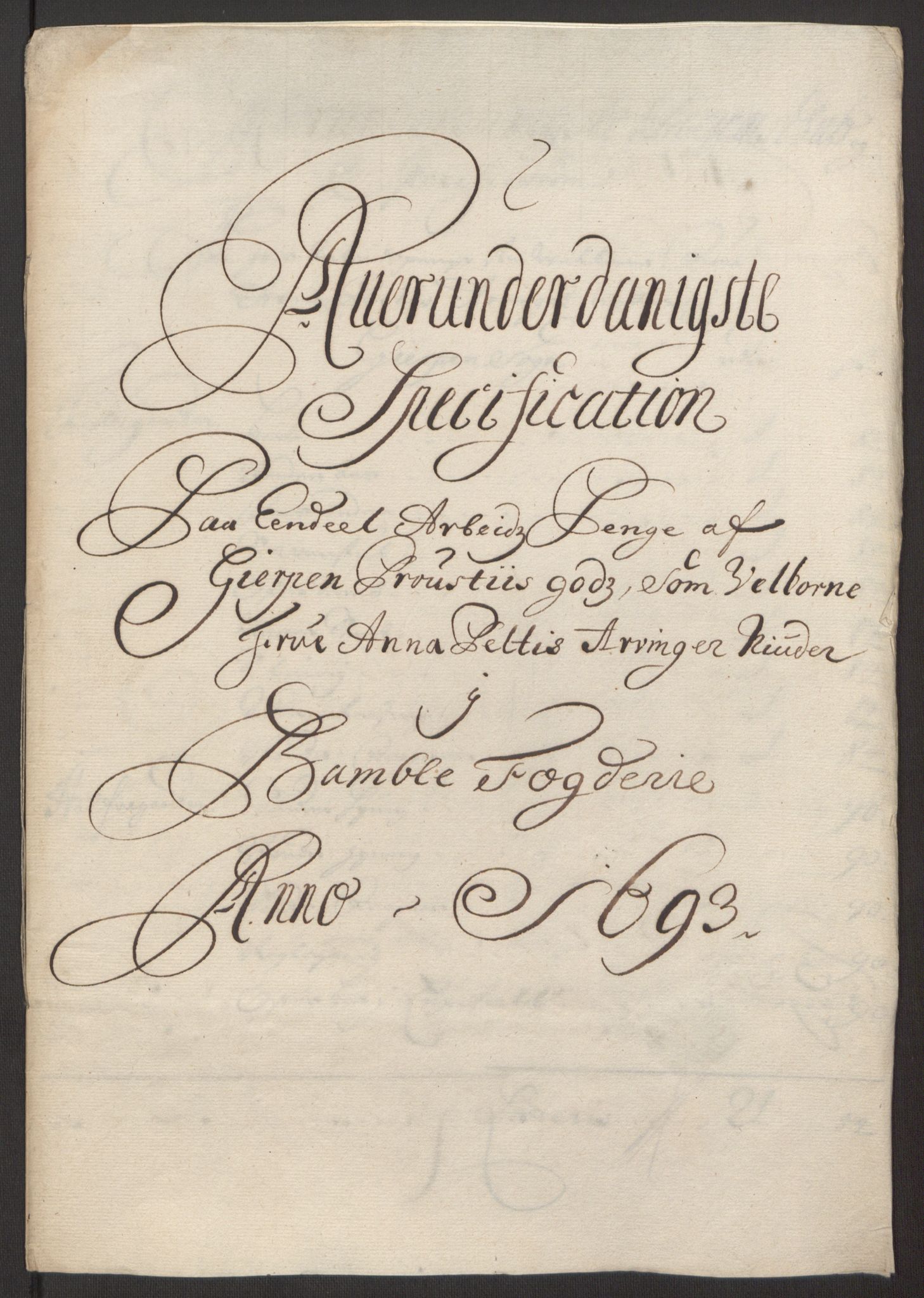 Rentekammeret inntil 1814, Reviderte regnskaper, Fogderegnskap, RA/EA-4092/R34/L2052: Fogderegnskap Bamble, 1692-1693, p. 368