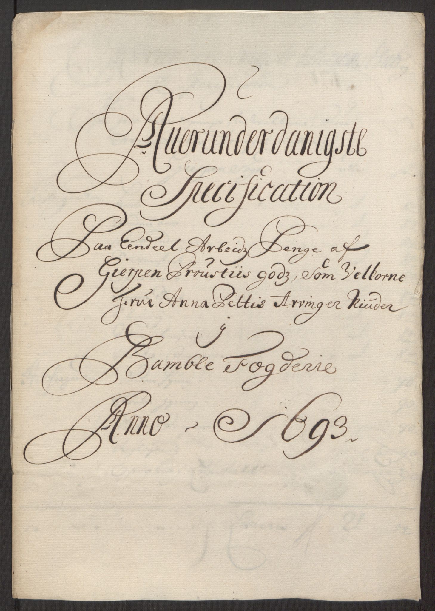 Rentekammeret inntil 1814, Reviderte regnskaper, Fogderegnskap, AV/RA-EA-4092/R34/L2052: Fogderegnskap Bamble, 1692-1693, p. 368