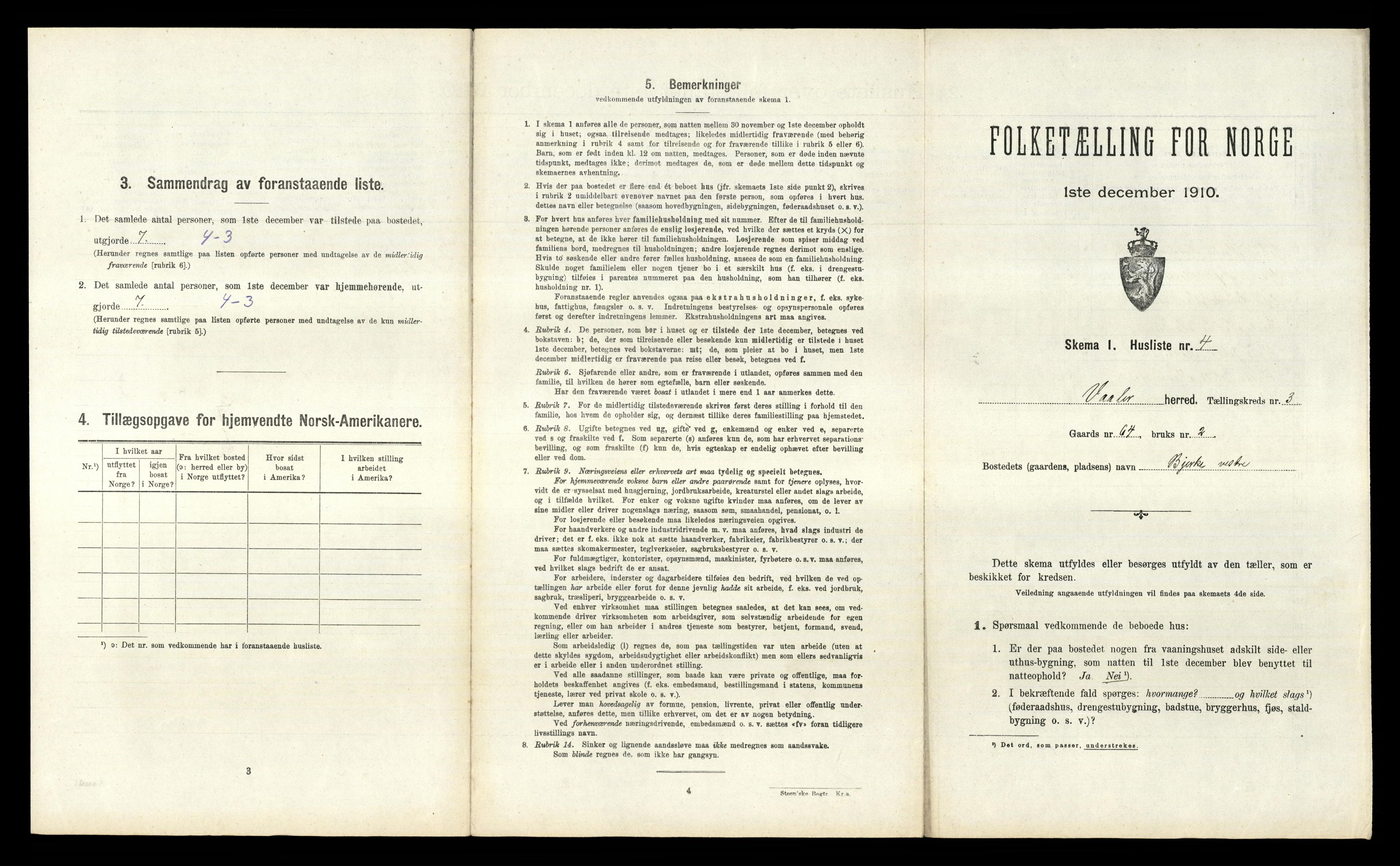 RA, 1910 census for Våler, 1910, p. 322