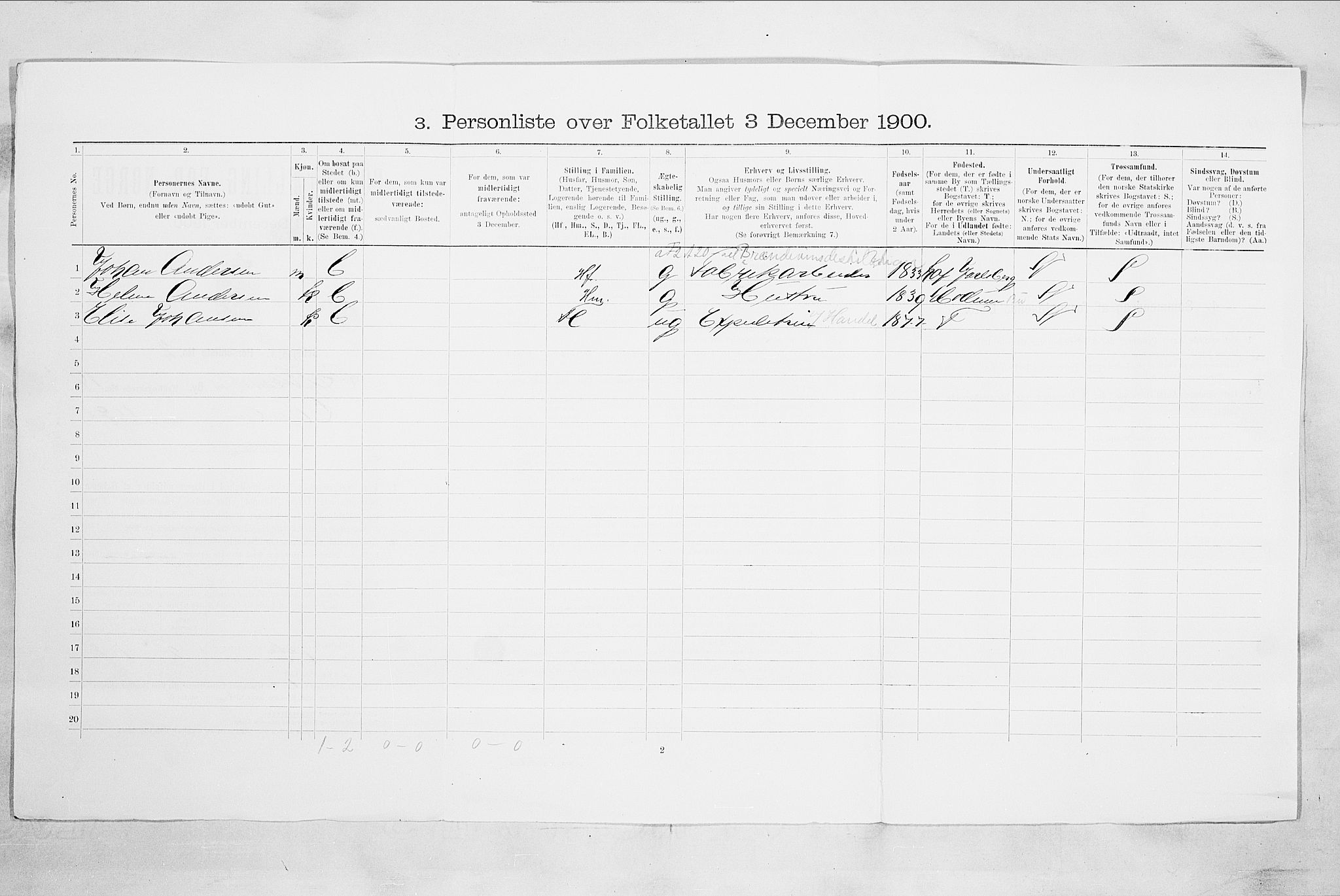 RA, 1900 census for Drammen, 1900, p. 2729