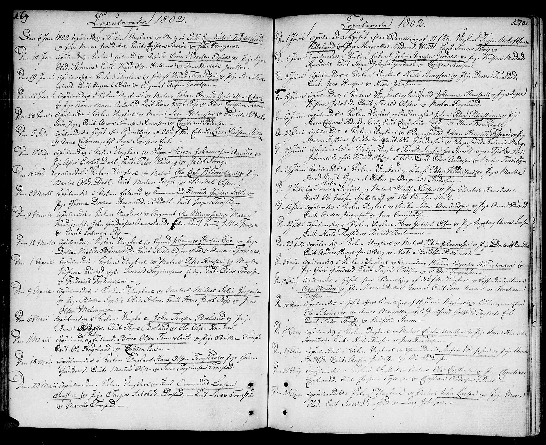 Kristiansand domprosti, SAK/1112-0006/F/Fa/L0005: Parish register (official) no. A 5, 1776-1818, p. 169-170