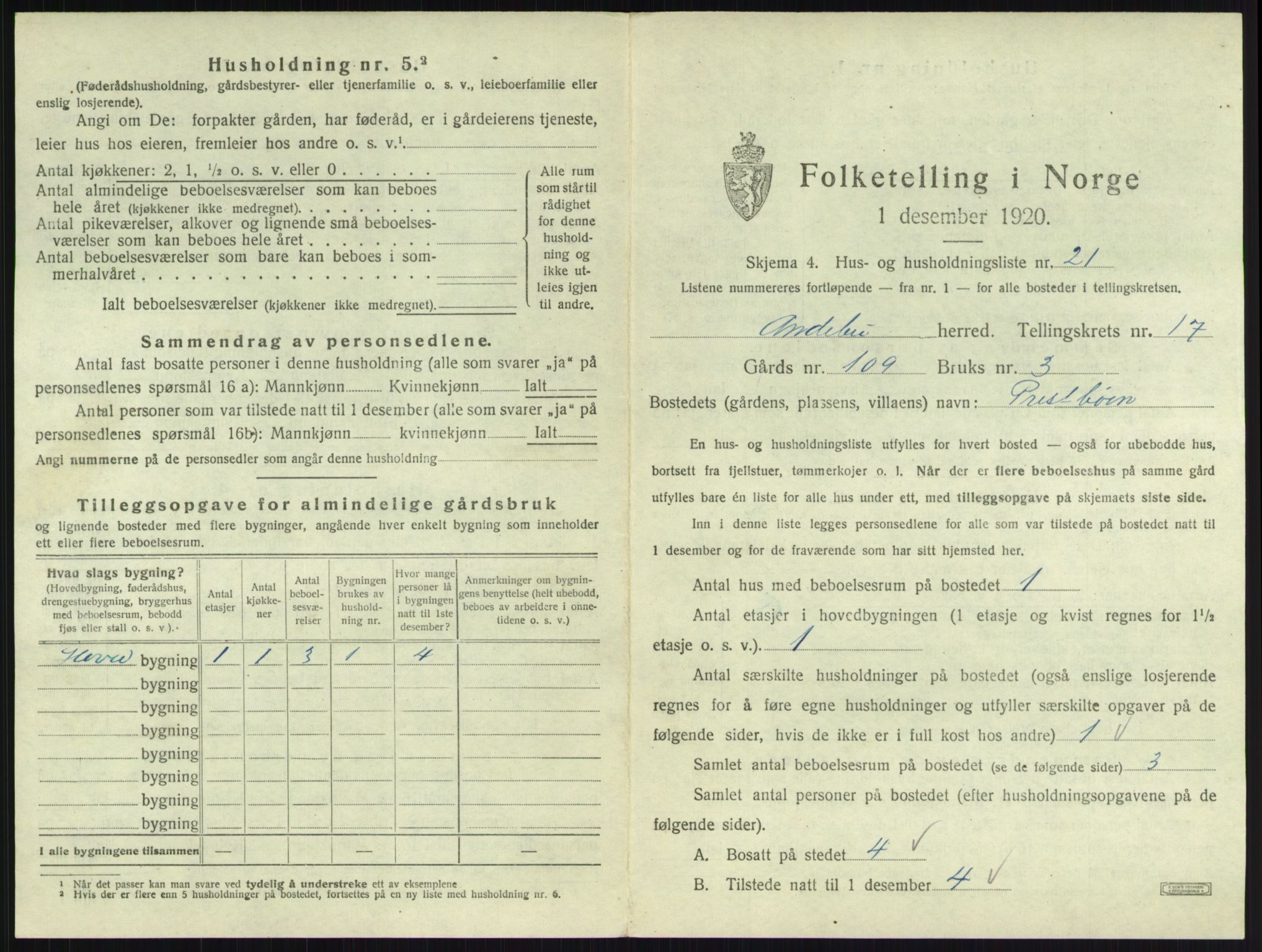 SAKO, 1920 census for Andebu, 1920, p. 957