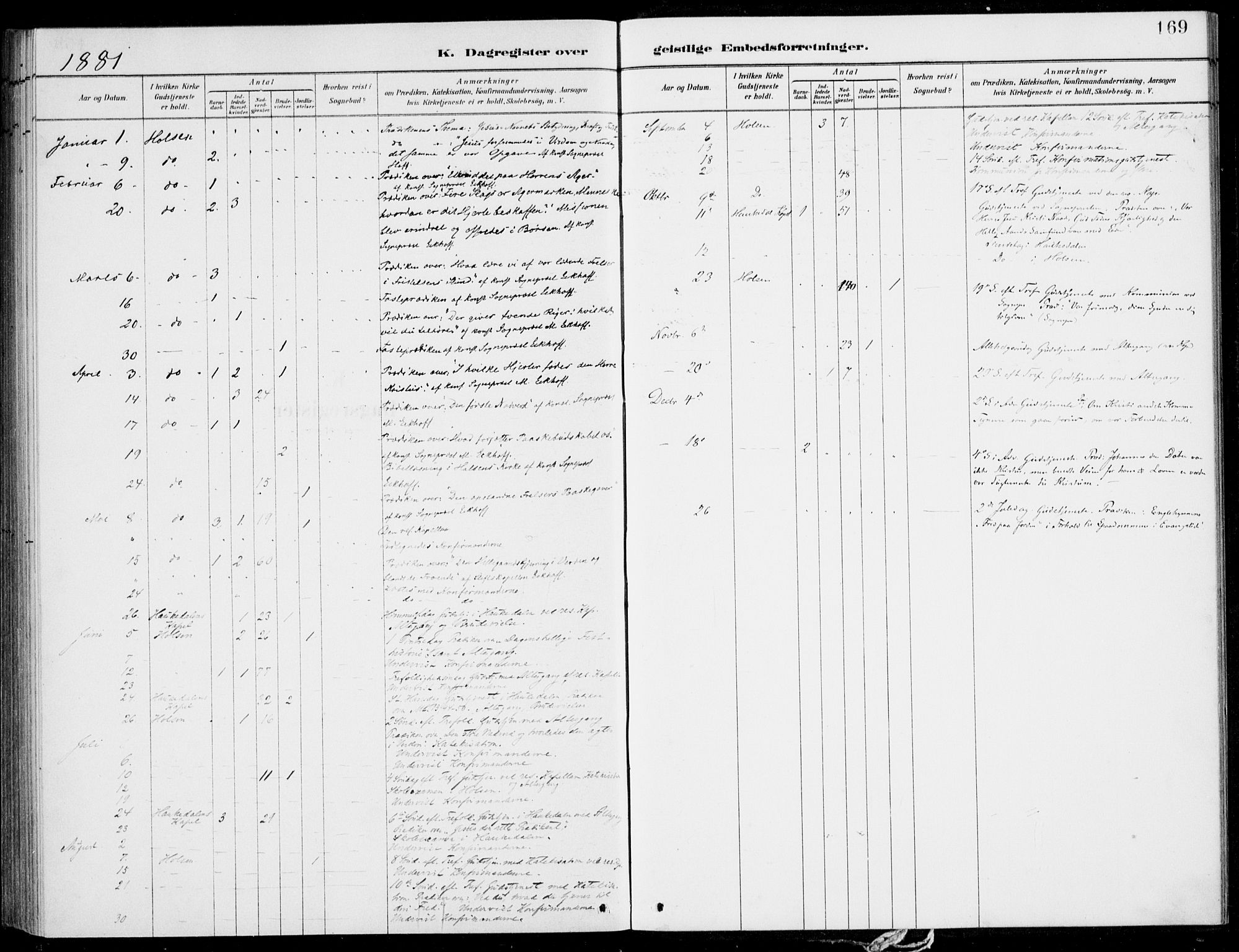 Førde sokneprestembete, SAB/A-79901/H/Haa/Haac/L0001: Parish register (official) no. C  1, 1881-1920, p. 169