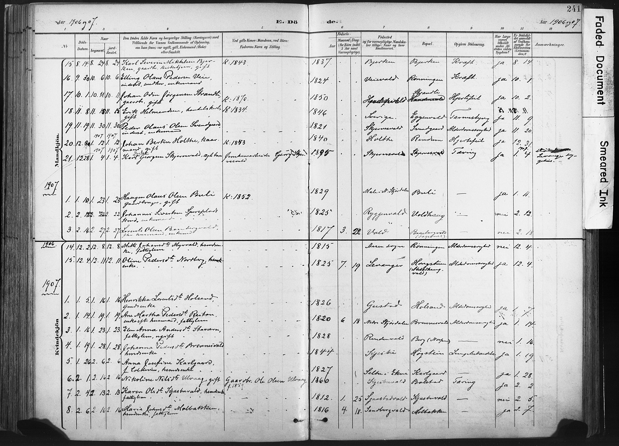 Ministerialprotokoller, klokkerbøker og fødselsregistre - Nord-Trøndelag, SAT/A-1458/717/L0162: Parish register (official) no. 717A12, 1898-1923, p. 241