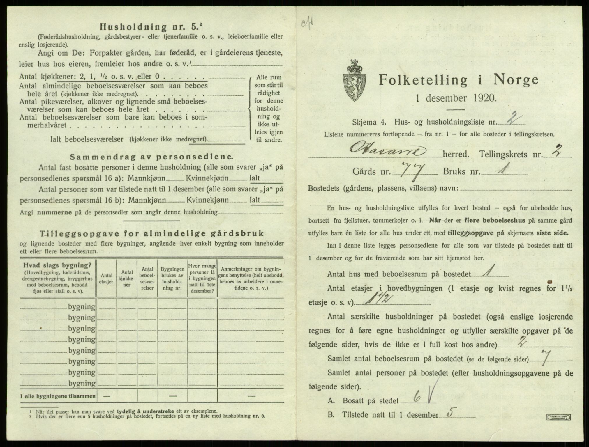 SAB, 1920 census for Åsane, 1920, p. 88