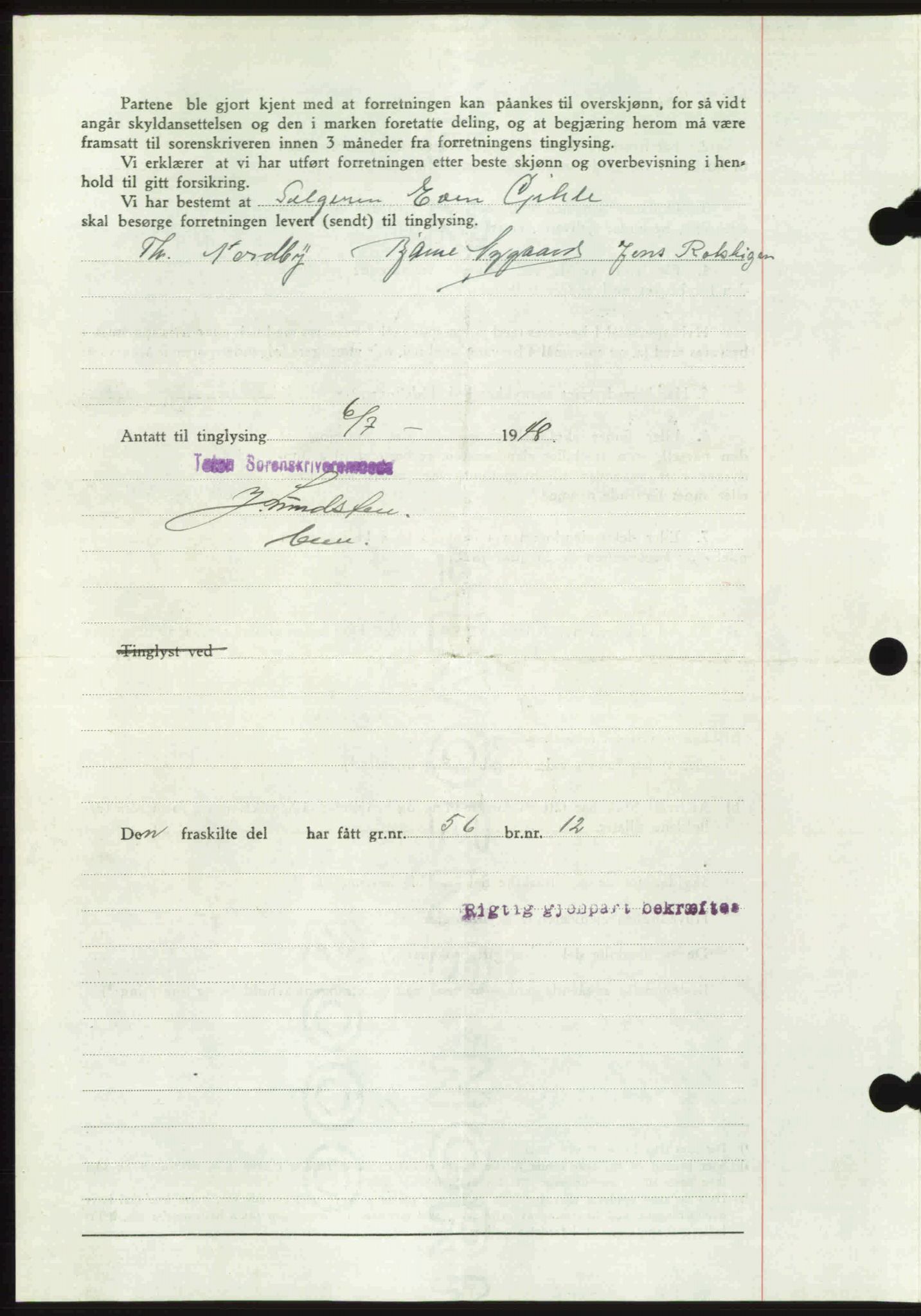 Toten tingrett, SAH/TING-006/H/Hb/Hbc/L0020: Mortgage book no. Hbc-20, 1948-1948, Diary no: : 2131/1948