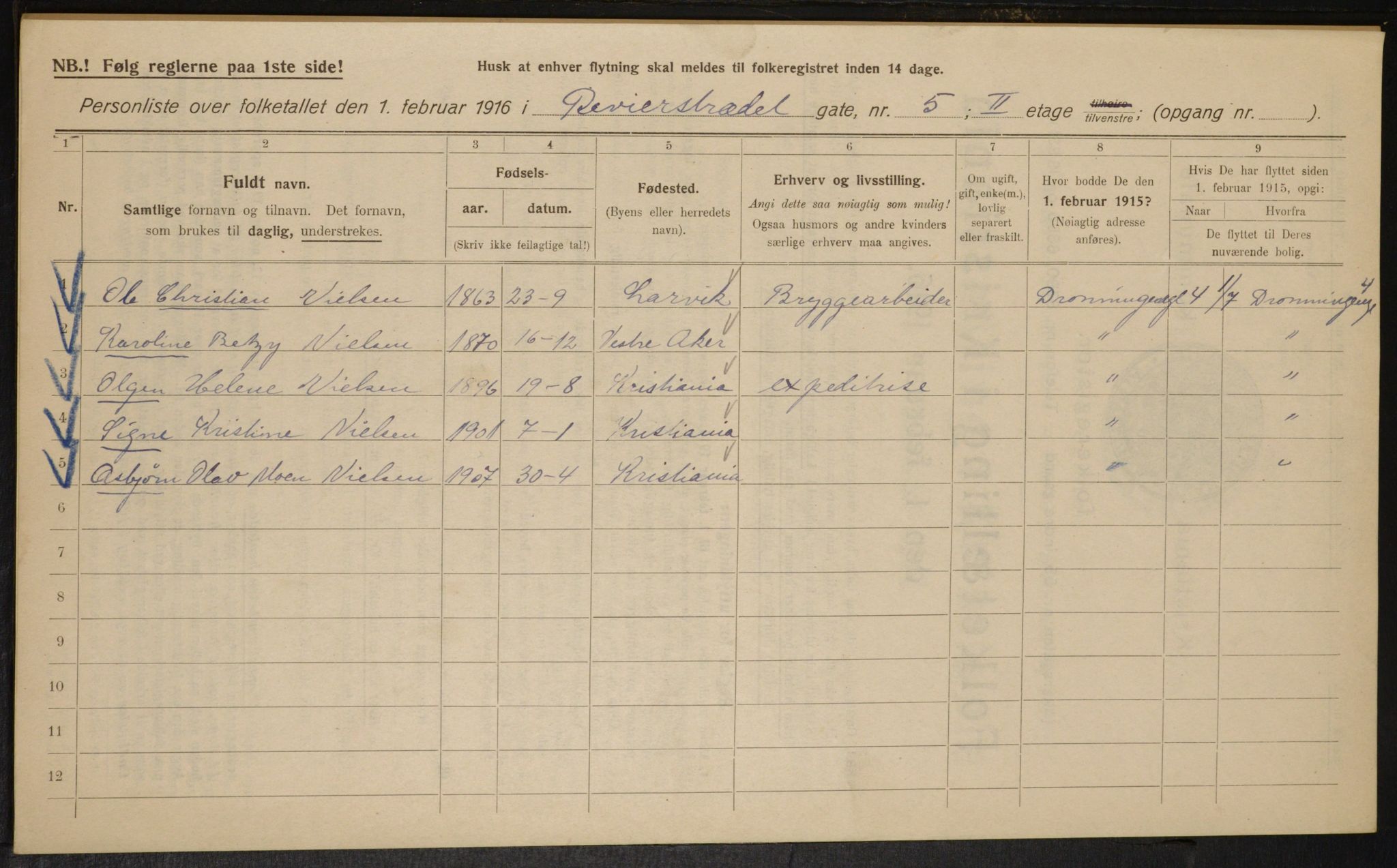 OBA, Municipal Census 1916 for Kristiania, 1916, p. 85076