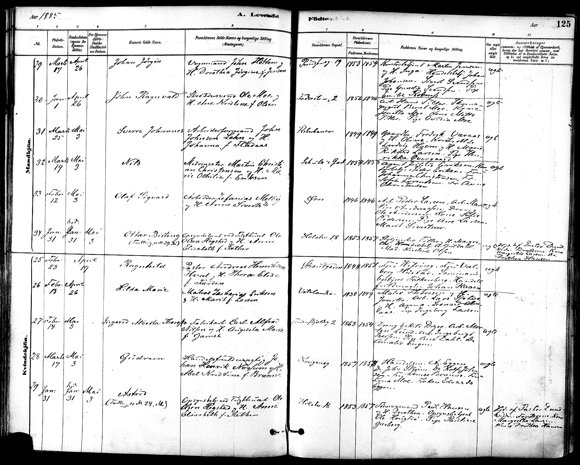 Ministerialprotokoller, klokkerbøker og fødselsregistre - Sør-Trøndelag, AV/SAT-A-1456/601/L0057: Parish register (official) no. 601A25, 1877-1891, p. 125