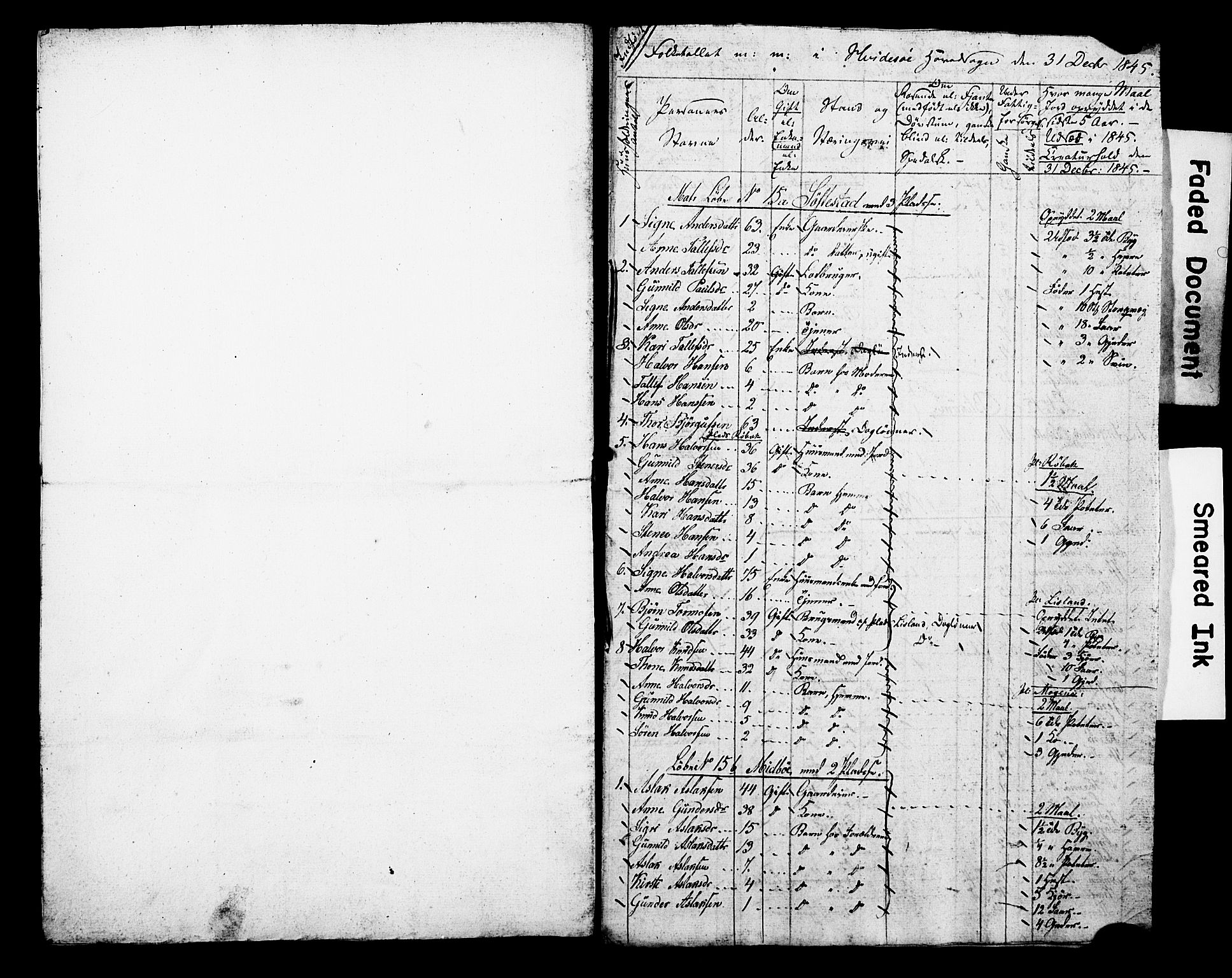 , Census 1845 for Kviteseid, 1845, p. 18