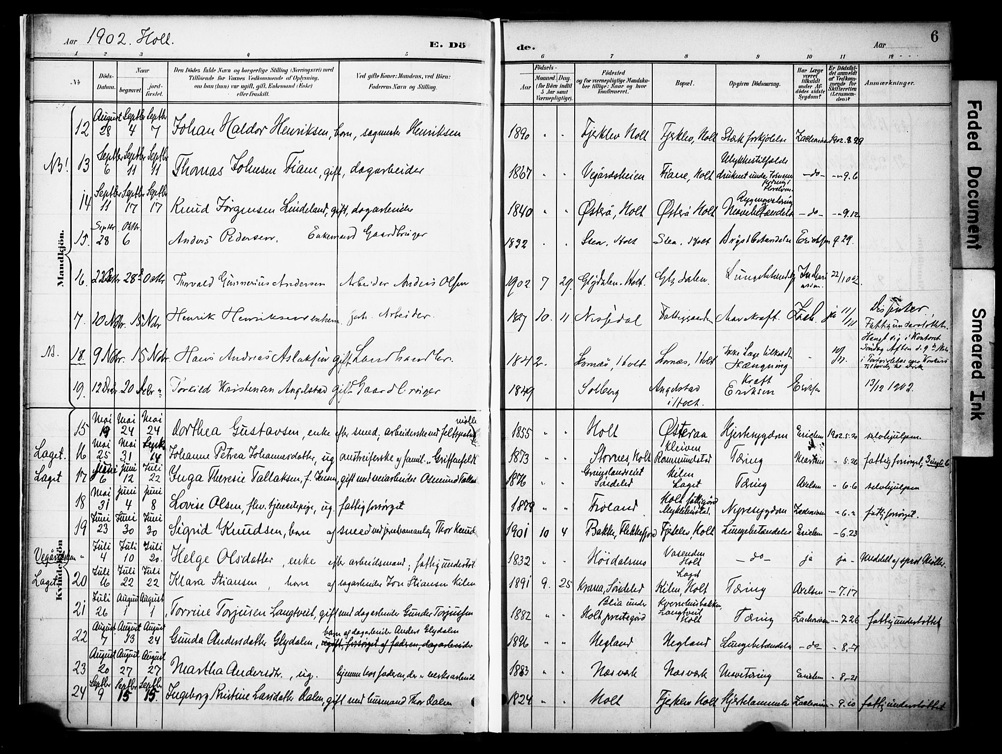 Holt sokneprestkontor, AV/SAK-1111-0021/F/Fa/L0013: Parish register (official) no. A 13, 1900-1912, p. 6