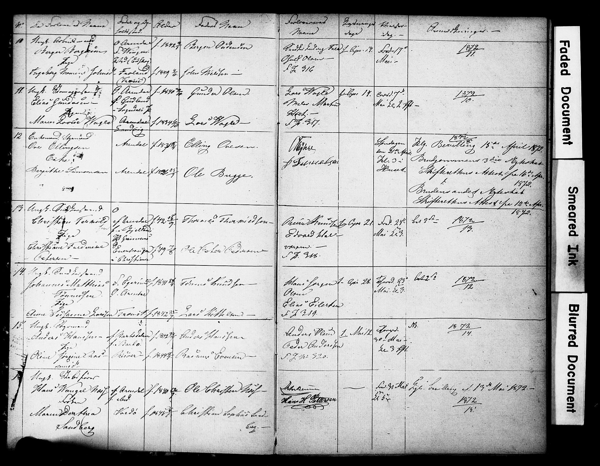 Arendal sokneprestkontor, Trefoldighet, AV/SAK-1111-0040/F/Fe/L0003: Banns register no. A VI 3, 1872-1879