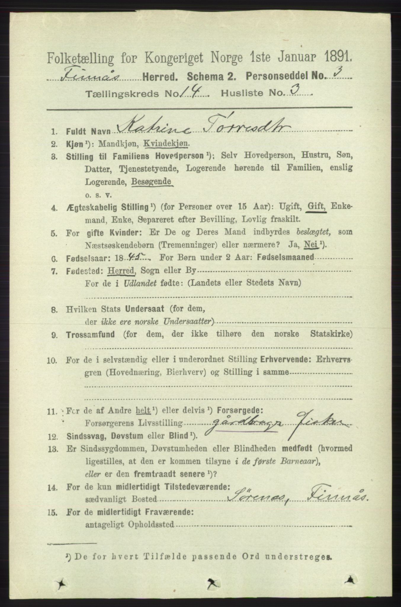 RA, 1891 census for 1218 Finnås, 1891, p. 5716