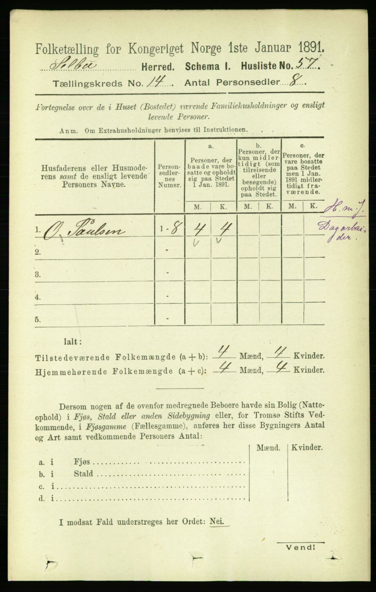 RA, 1891 census for 1664 Selbu, 1891, p. 5072