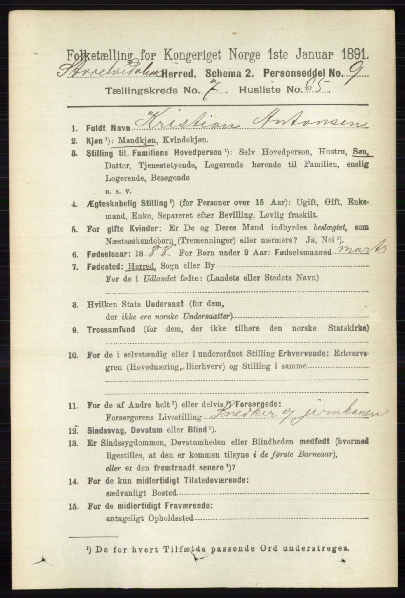 RA, 1891 census for 0430 Stor-Elvdal, 1891, p. 3187