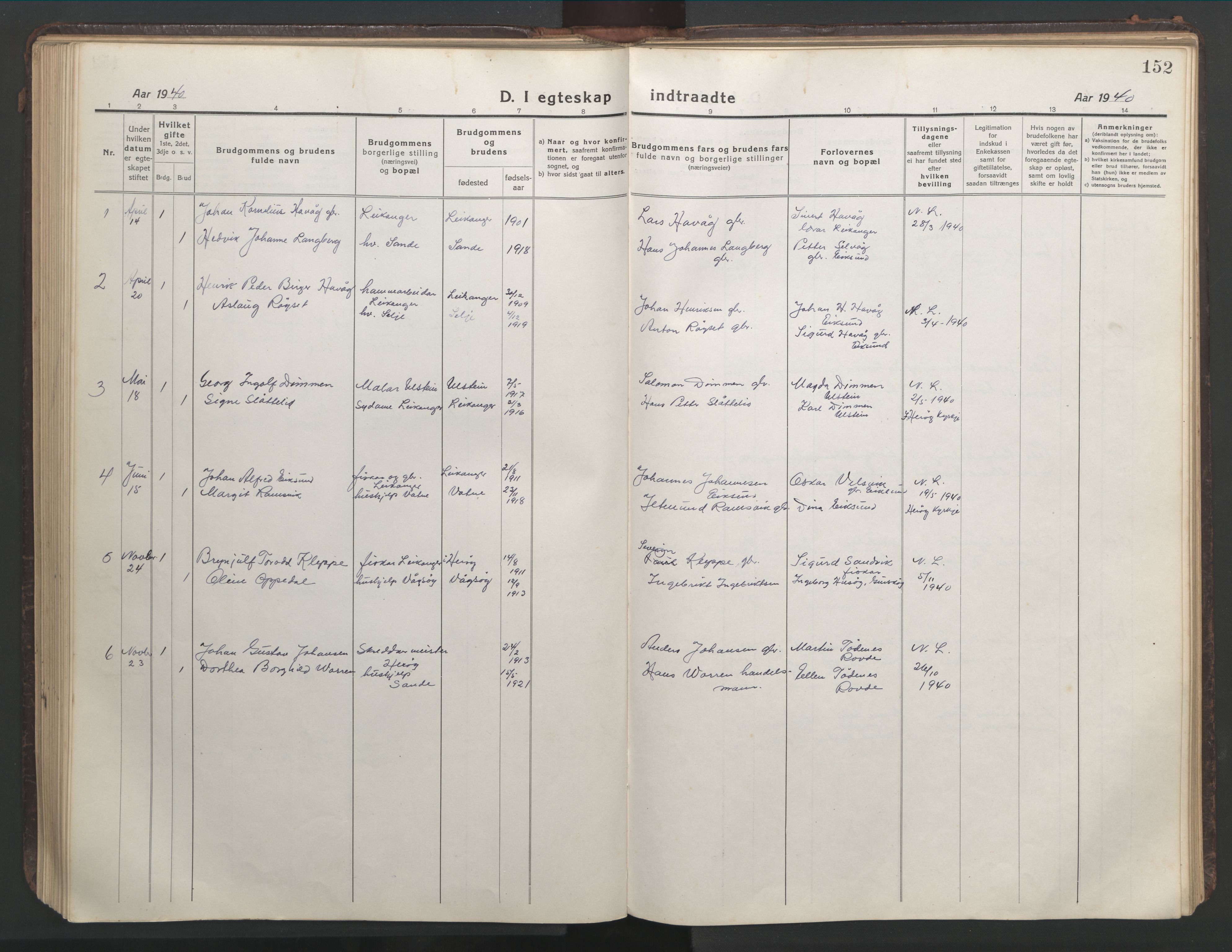 Ministerialprotokoller, klokkerbøker og fødselsregistre - Møre og Romsdal, AV/SAT-A-1454/508/L0099: Parish register (copy) no. 508C03, 1917-1947, p. 152