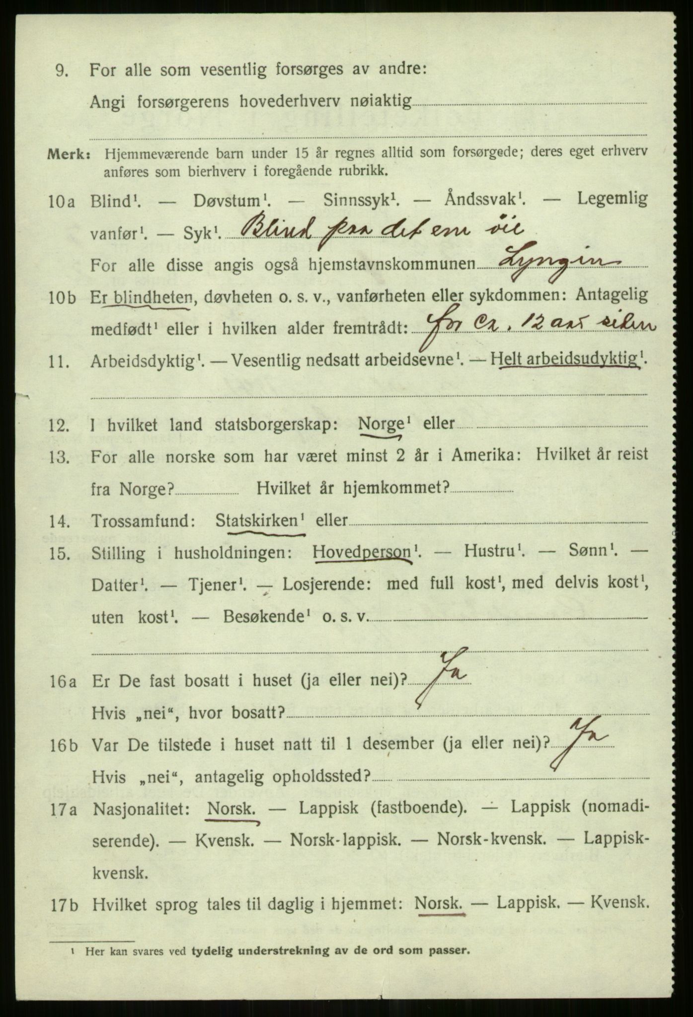 SATØ, 1920 census for Lyngen, 1920, p. 6749