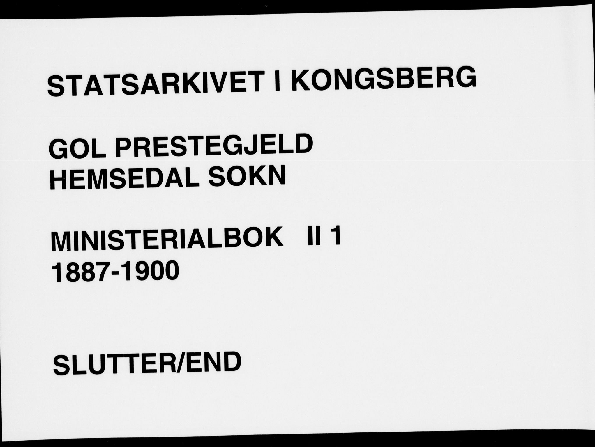 Gol kirkebøker, AV/SAKO-A-226/F/Fb/L0001: Parish register (official) no. II 1, 1887-1900