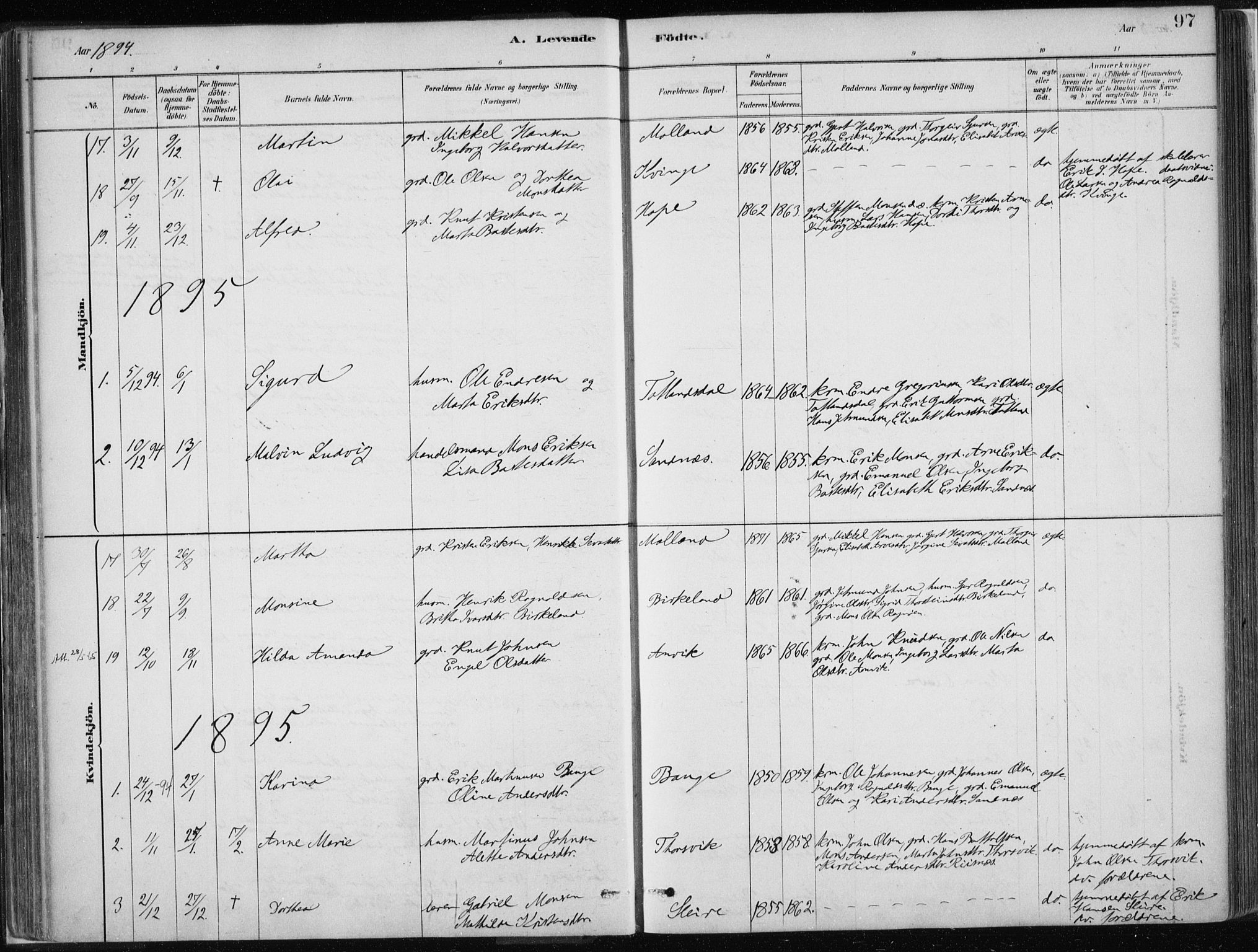 Masfjorden Sokneprestembete, SAB/A-77001: Parish register (official) no. B  1, 1876-1899, p. 97