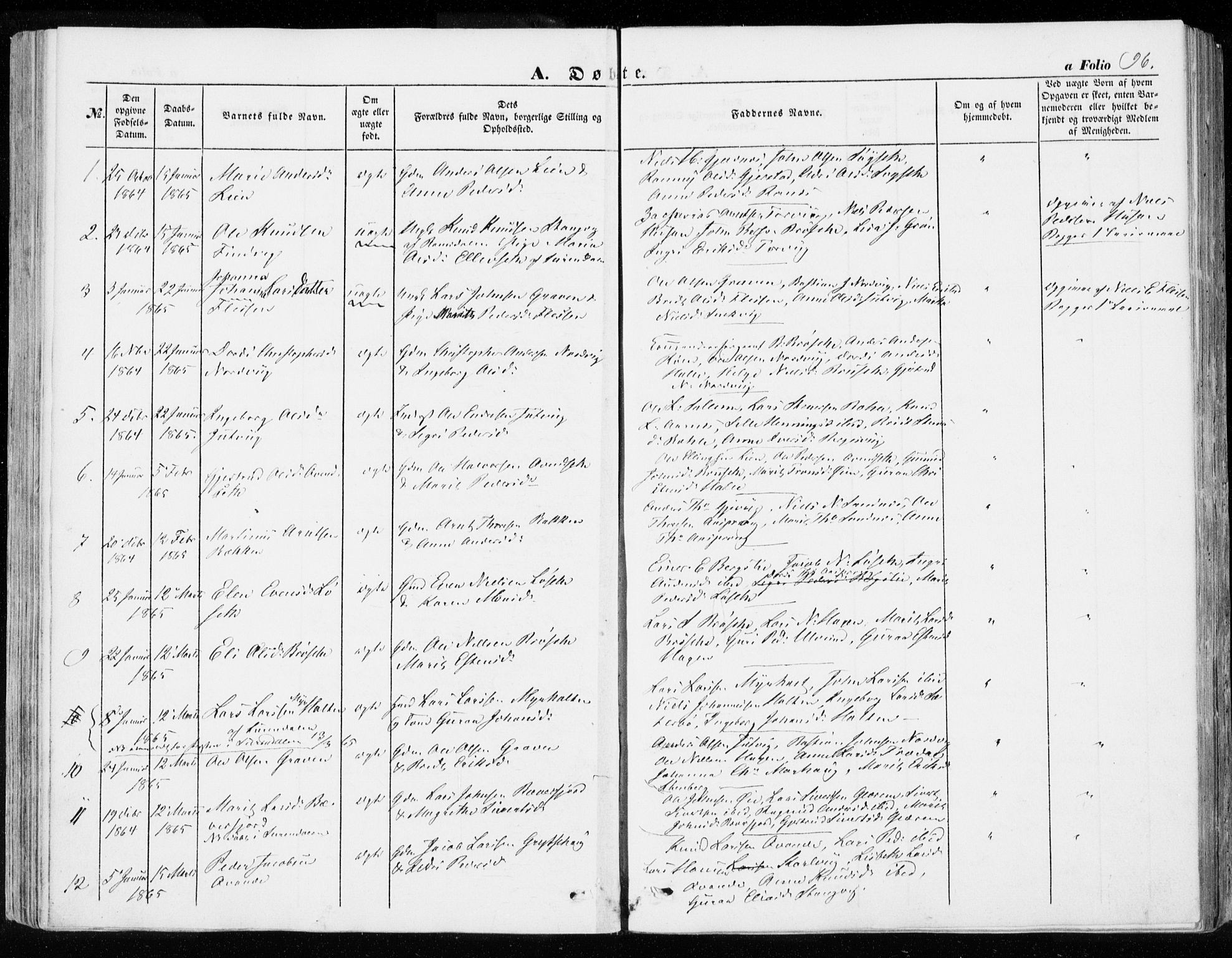 Ministerialprotokoller, klokkerbøker og fødselsregistre - Møre og Romsdal, AV/SAT-A-1454/592/L1026: Parish register (official) no. 592A04, 1849-1867, p. 96