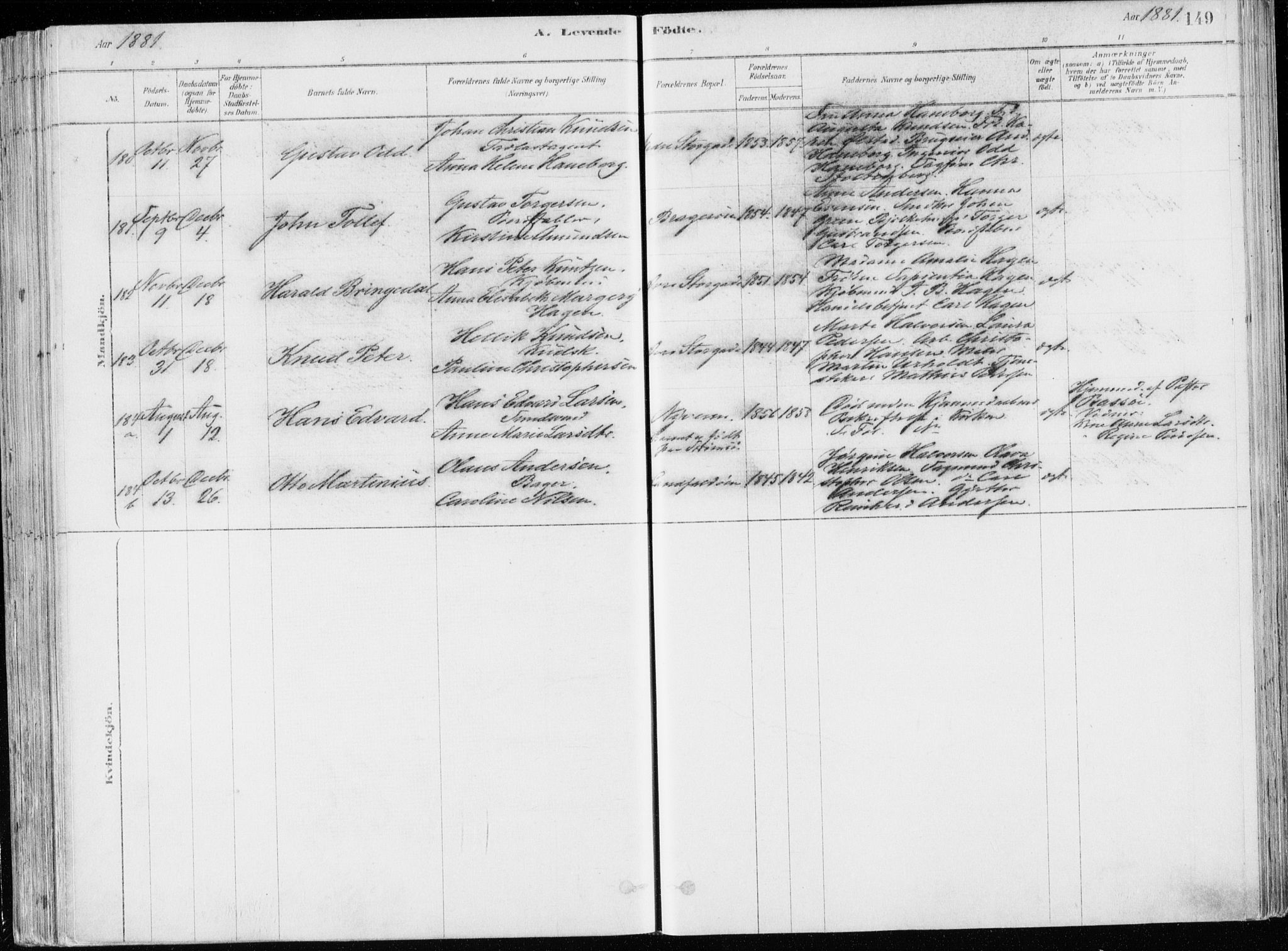 Bragernes kirkebøker, SAKO/A-6/F/Fb/L0006a: Parish register (official) no. II 6A, 1878-1885, p. 149