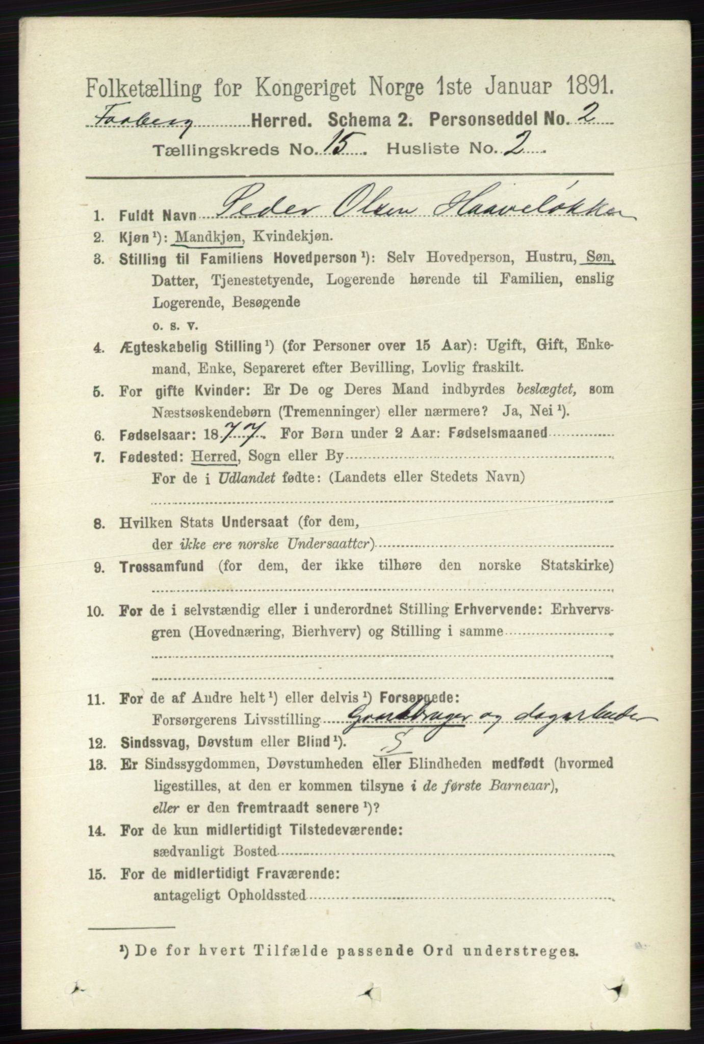 RA, 1891 census for 0524 Fåberg, 1891, p. 5921