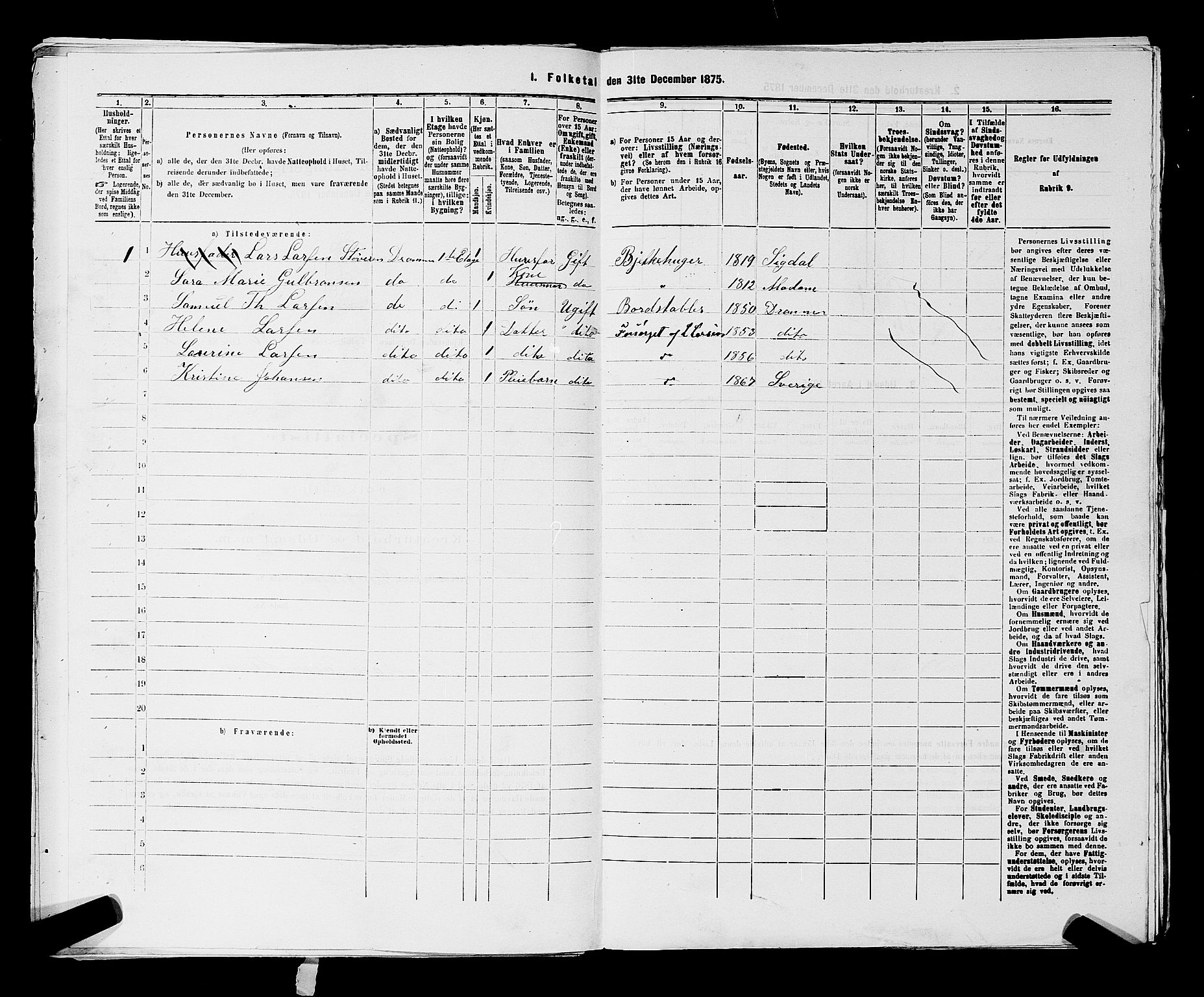SAKO, 1875 census for 0602 Drammen, 1875, p. 3426