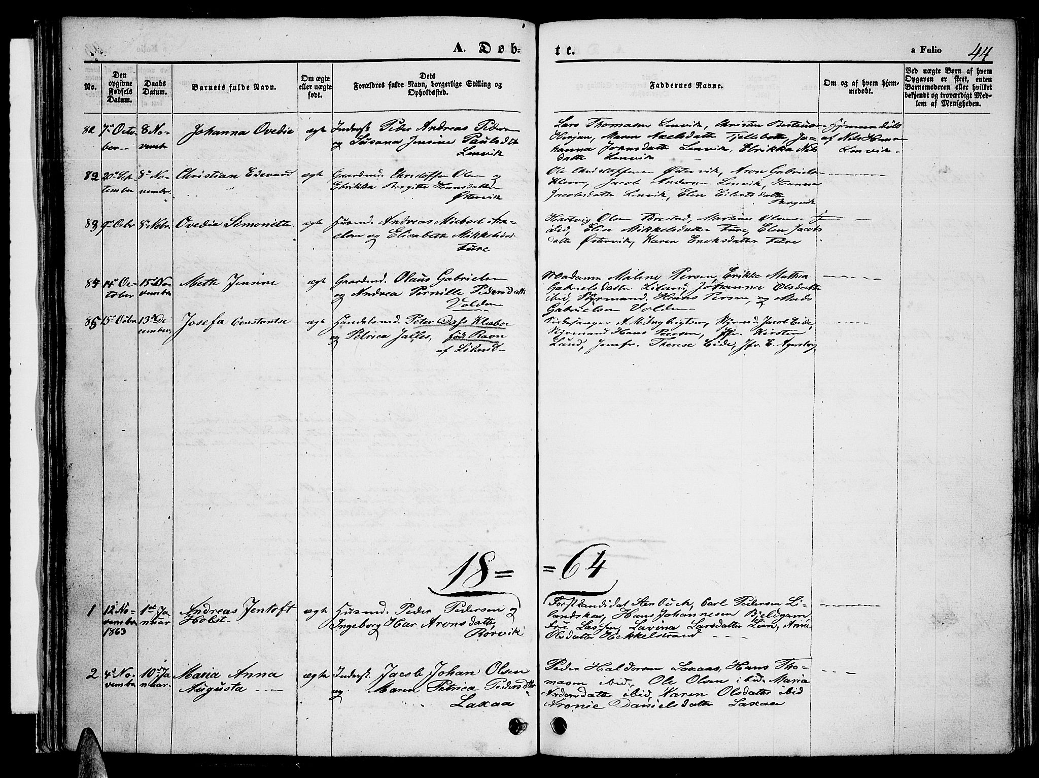 Ministerialprotokoller, klokkerbøker og fødselsregistre - Nordland, AV/SAT-A-1459/863/L0912: Parish register (copy) no. 863C02, 1858-1876, p. 44