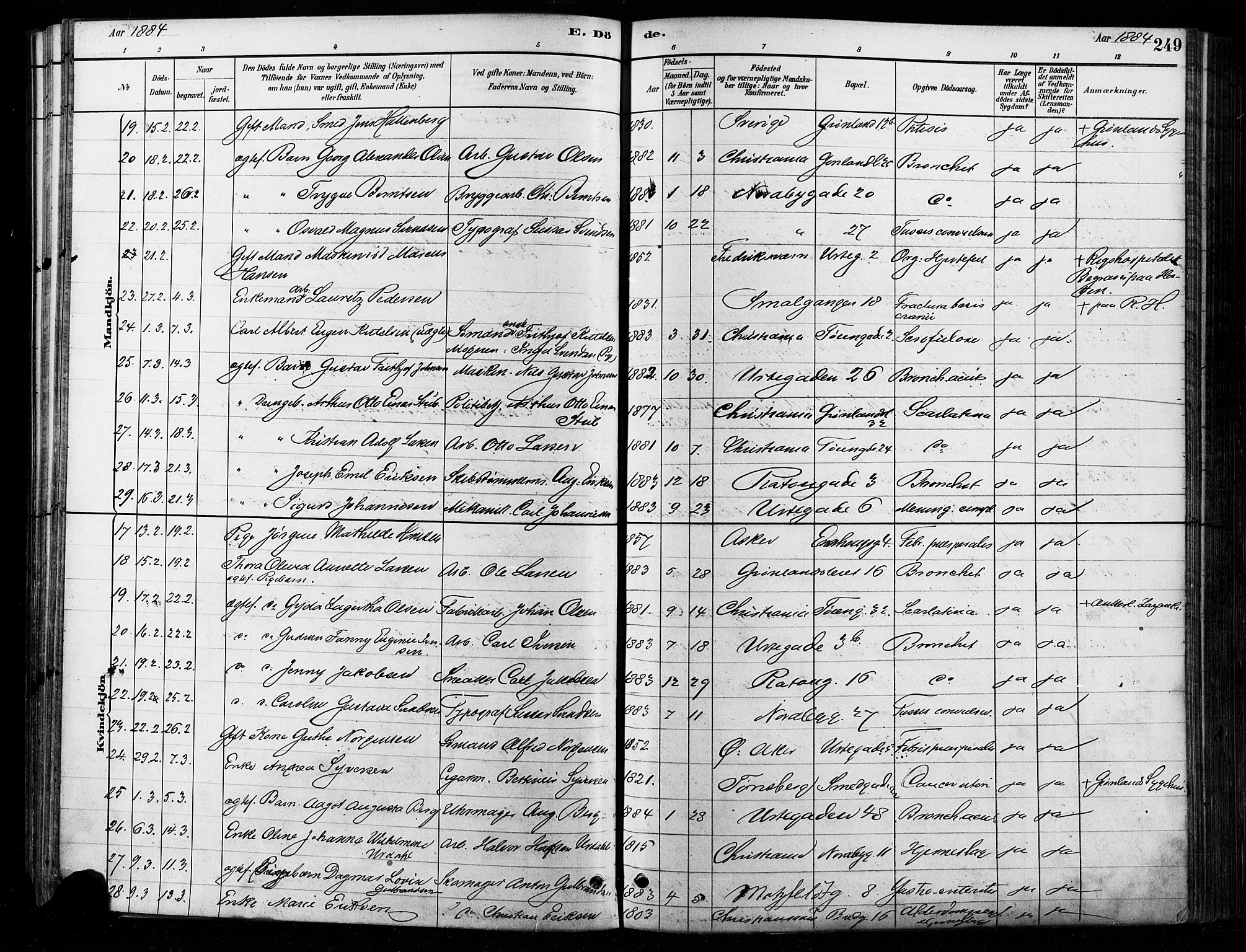 Grønland prestekontor Kirkebøker, AV/SAO-A-10848/F/Fa/L0008: Parish register (official) no. 8, 1881-1893, p. 249