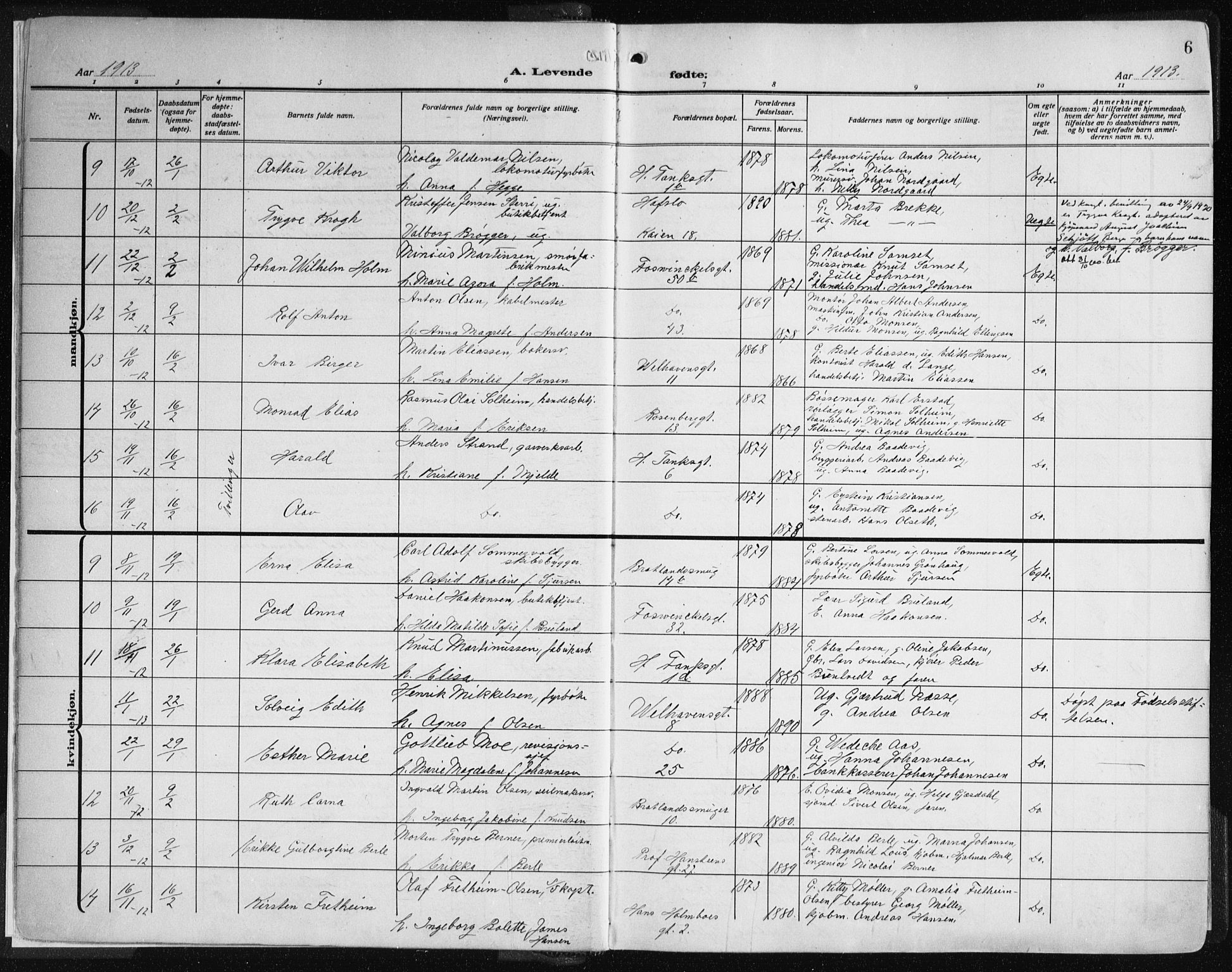 Johanneskirken sokneprestembete, AV/SAB-A-76001/H/Haa: Parish register (official) no. A 3, 1913-1934, p. 6