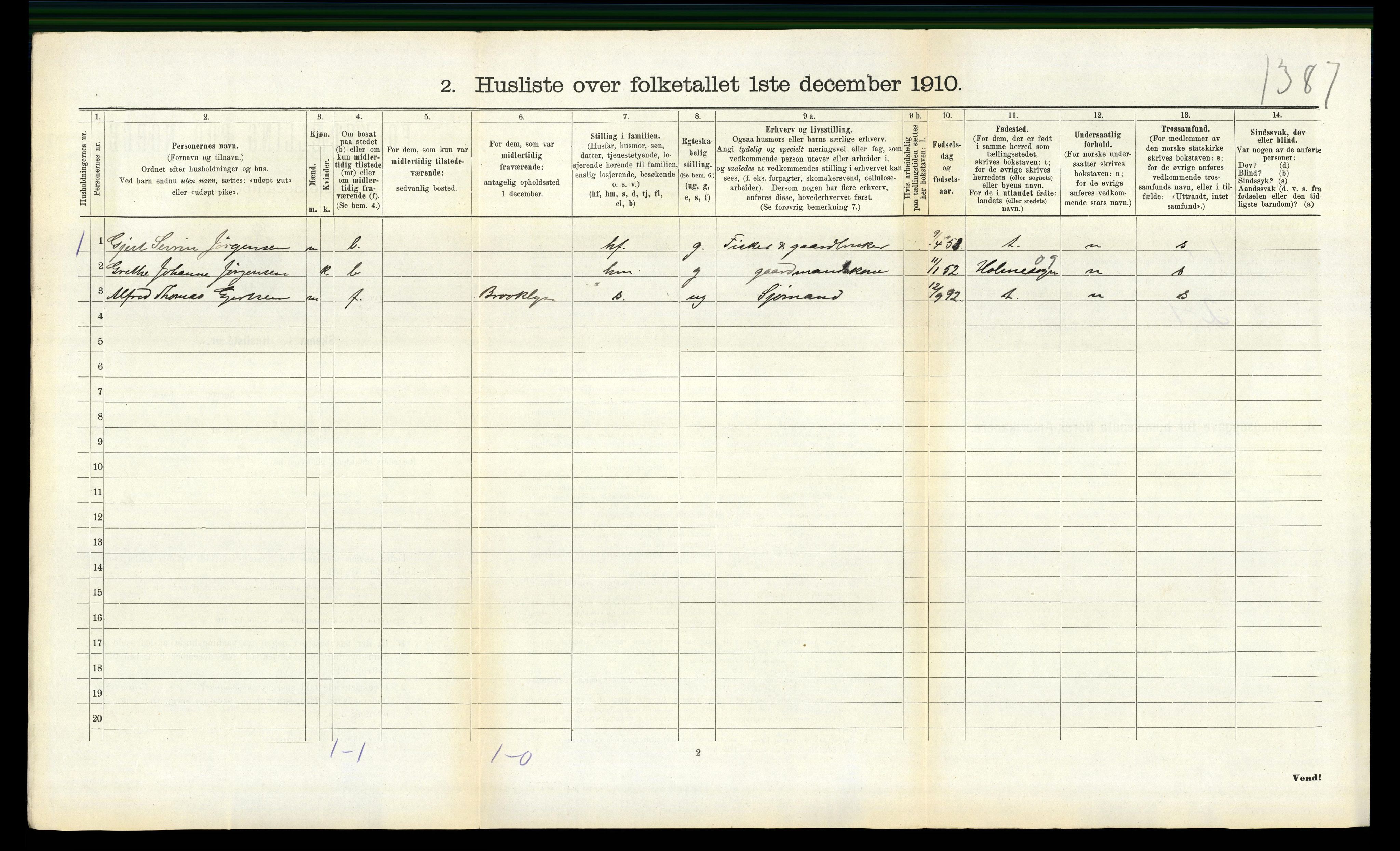 RA, 1910 census for Halse og Harkmark, 1910, p. 1111