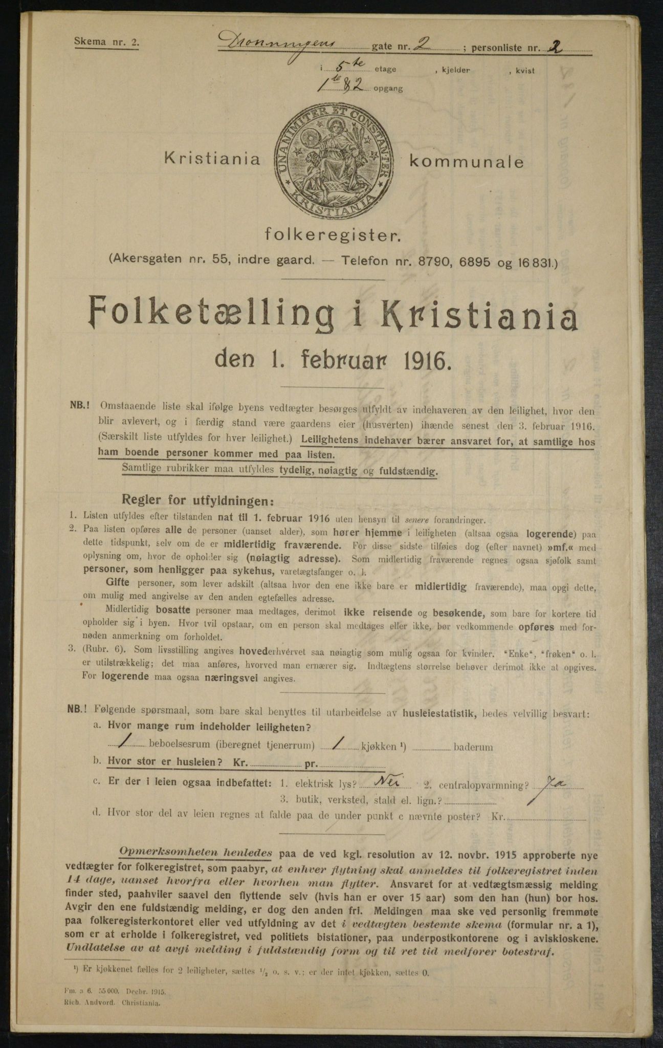 OBA, Municipal Census 1916 for Kristiania, 1916, p. 17291