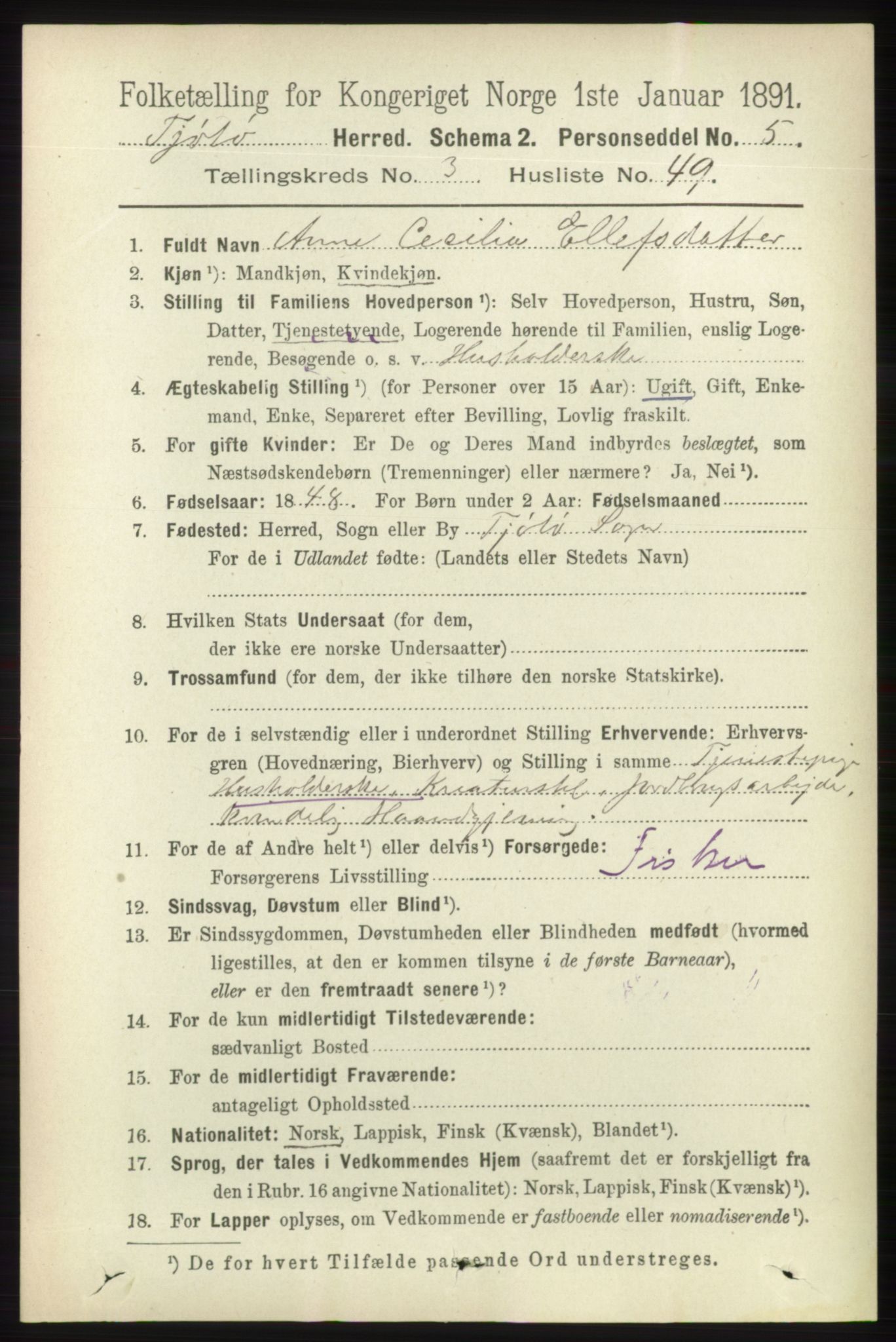 RA, 1891 census for 1817 Tjøtta, 1891, p. 1698