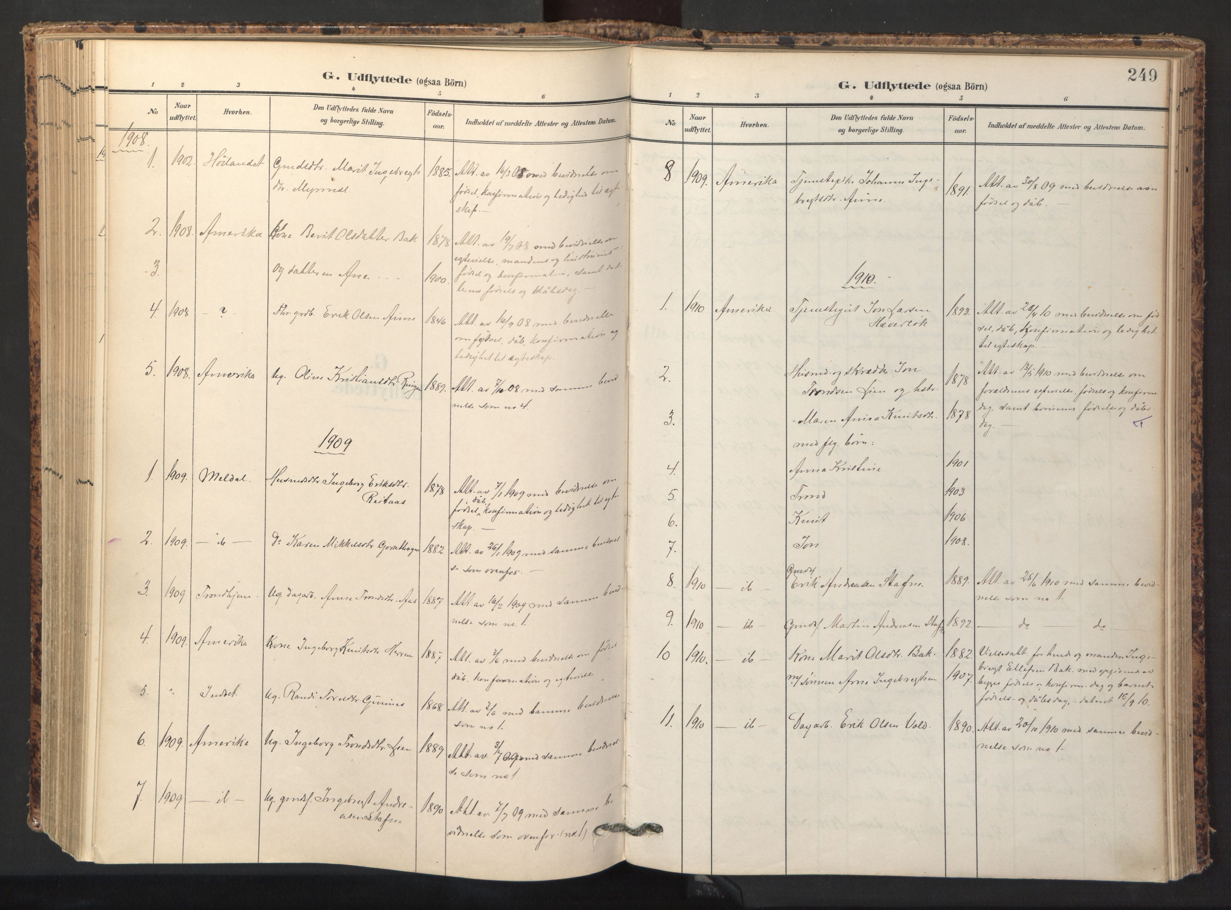 Ministerialprotokoller, klokkerbøker og fødselsregistre - Sør-Trøndelag, SAT/A-1456/674/L0873: Parish register (official) no. 674A05, 1908-1923, p. 249