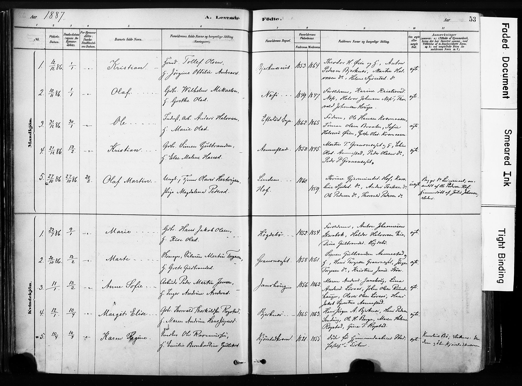 Sandsvær kirkebøker, SAKO/A-244/F/Fb/L0001: Parish register (official) no. II 1, 1878-1906, p. 53