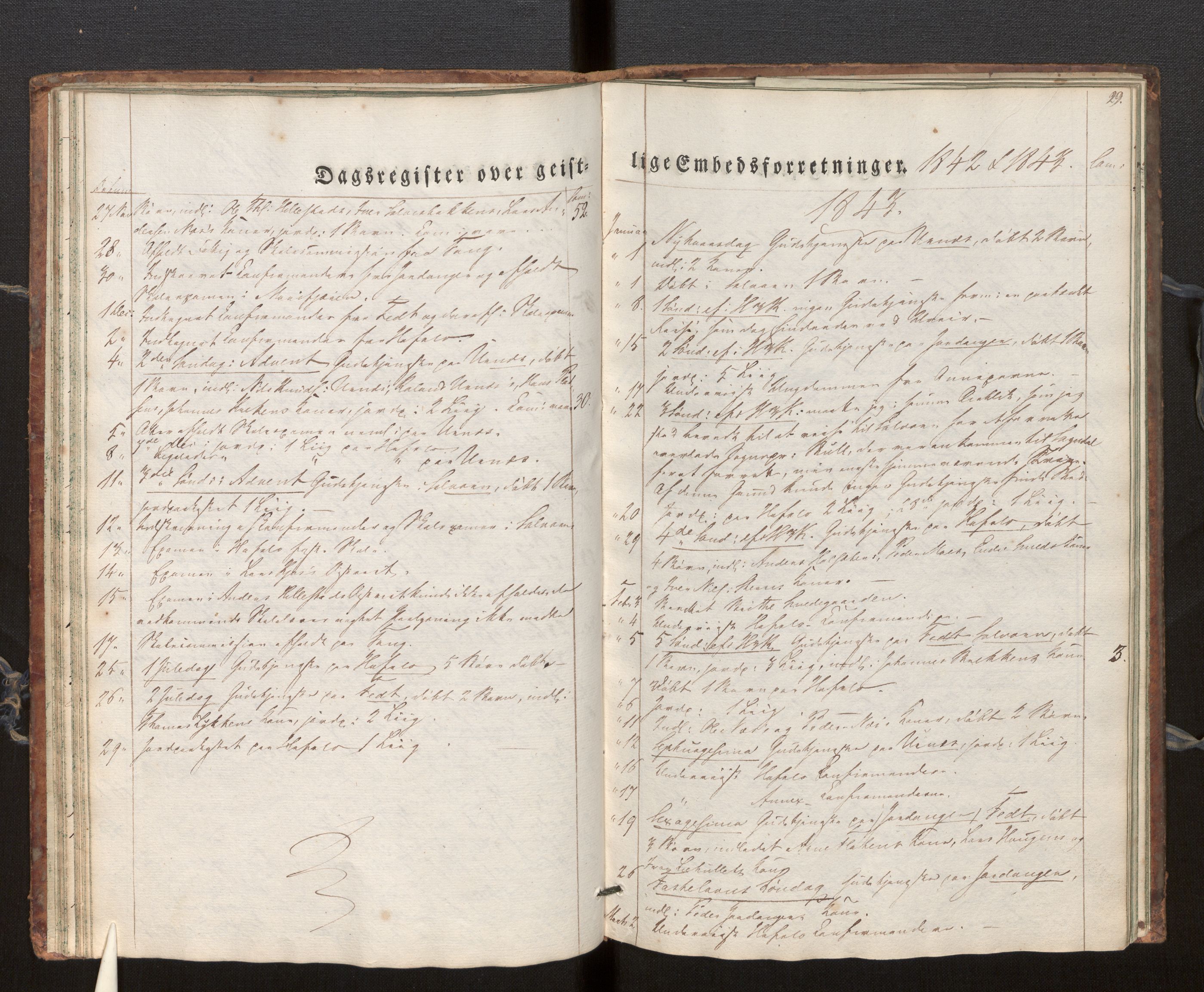Hafslo sokneprestembete, SAB/A-80301/H/Haa/Haaf/L0001: Diary records no. F 1, 1834-1854, p. 29