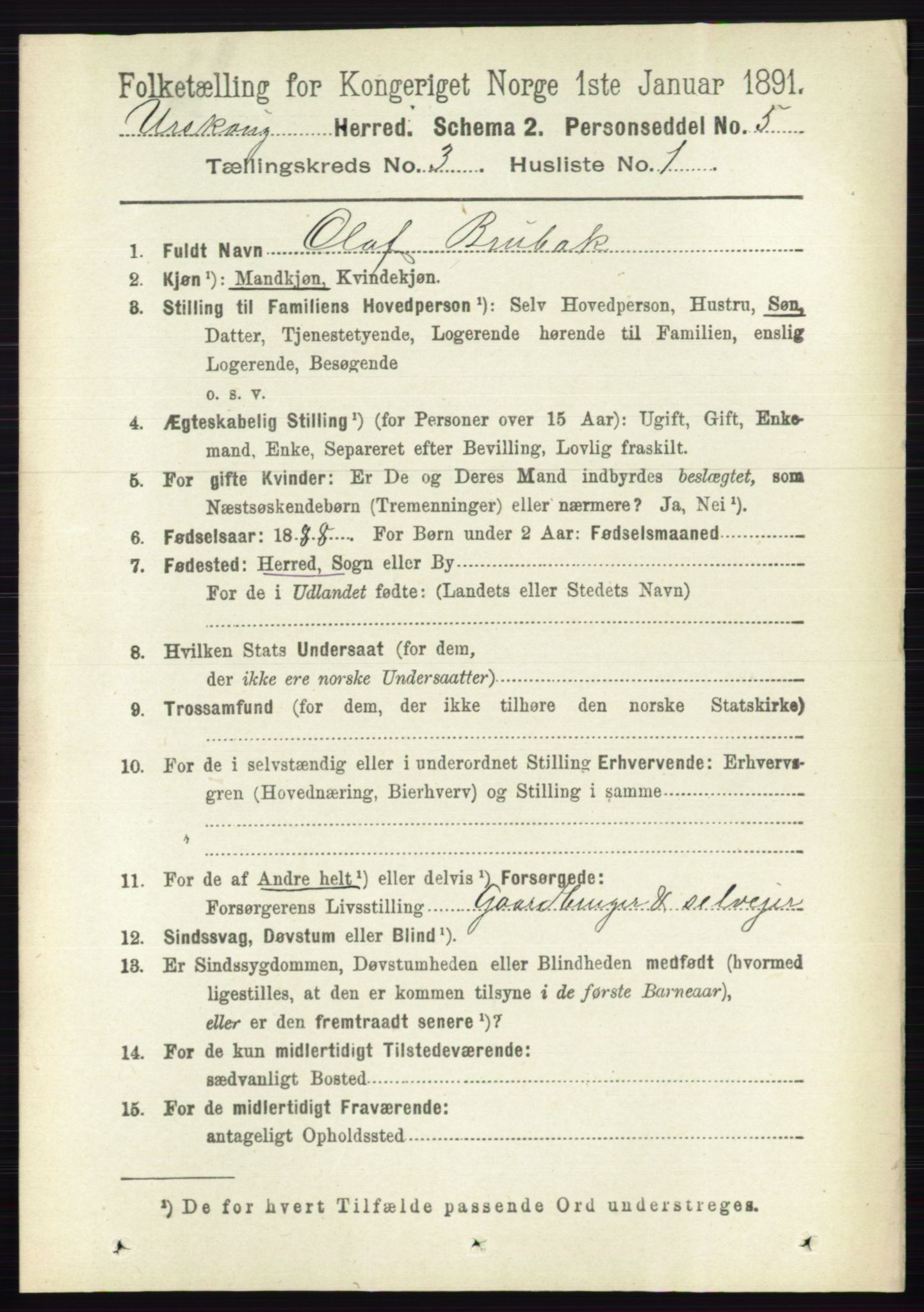 RA, 1891 census for 0224 Aurskog, 1891, p. 503