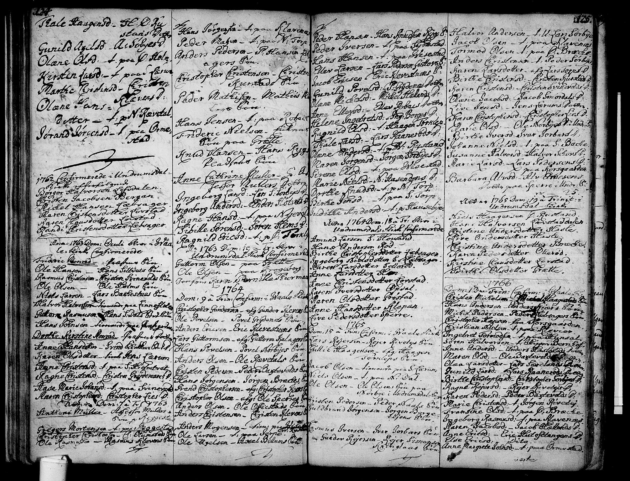 Våle kirkebøker, AV/SAKO-A-334/F/Fa/L0004: Parish register (official) no. I 4 /2, 1732-1773, p. 124-125