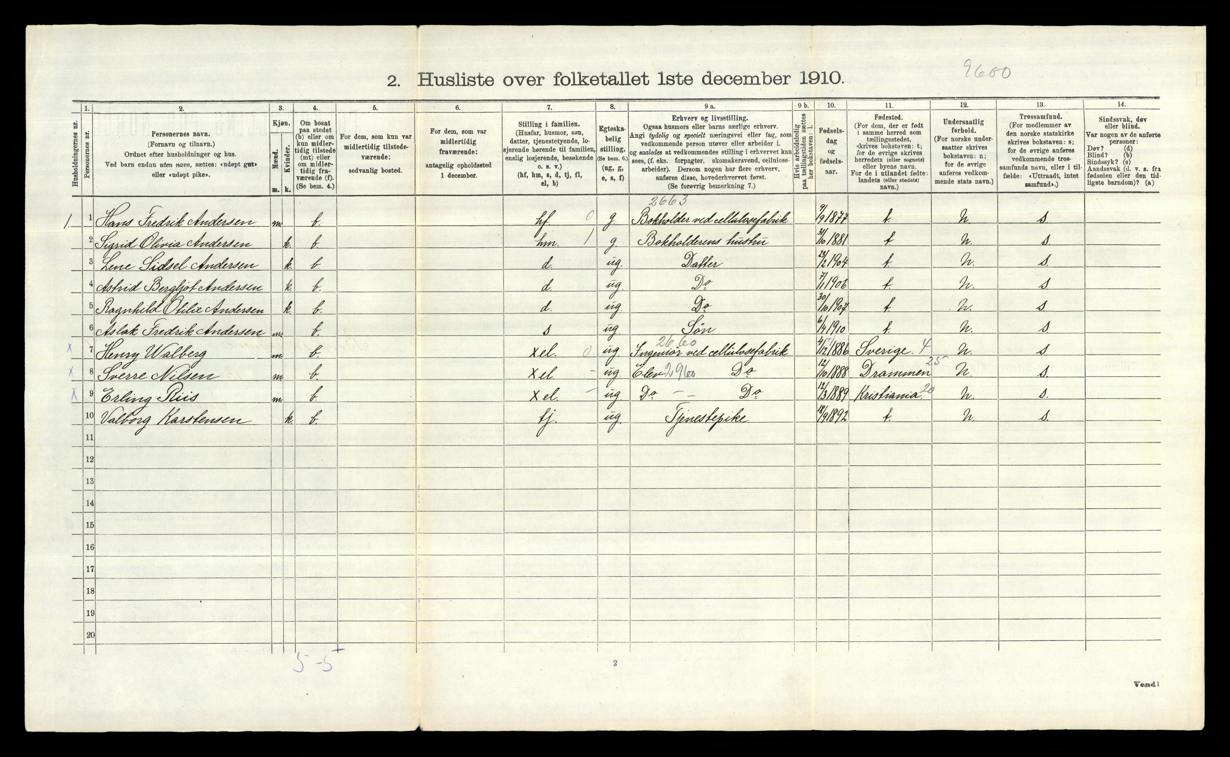 RA, 1910 census for Borge, 1910, p. 645