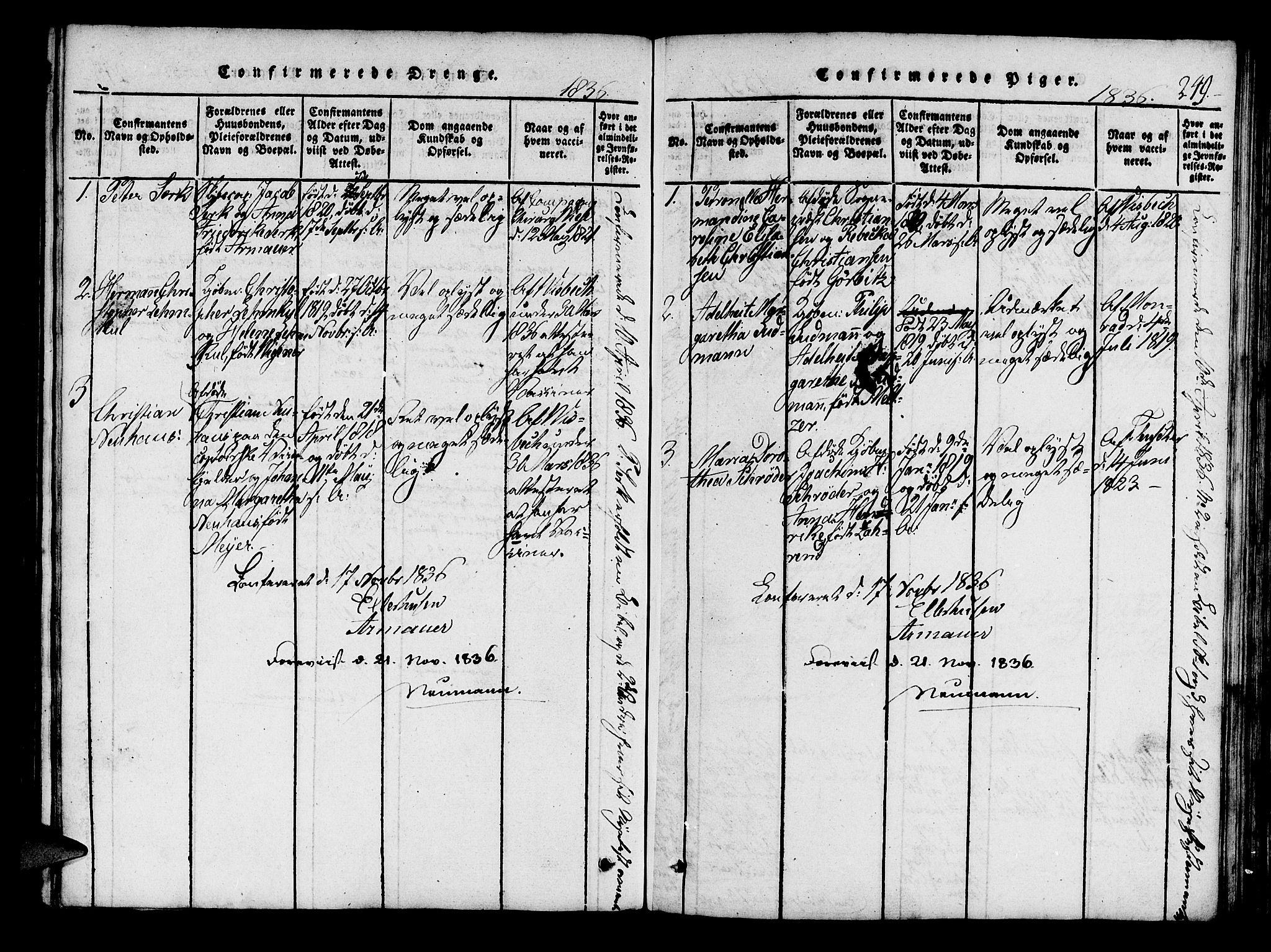 Mariakirken Sokneprestembete, SAB/A-76901/H/Haa/L0005: Parish register (official) no. A 5, 1815-1845, p. 249