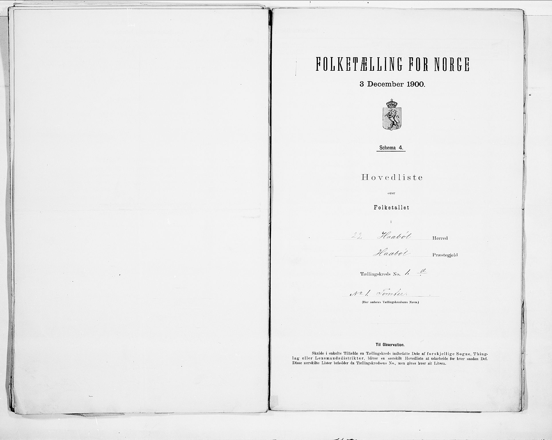 SAO, 1900 census for Hobøl, 1900, p. 4