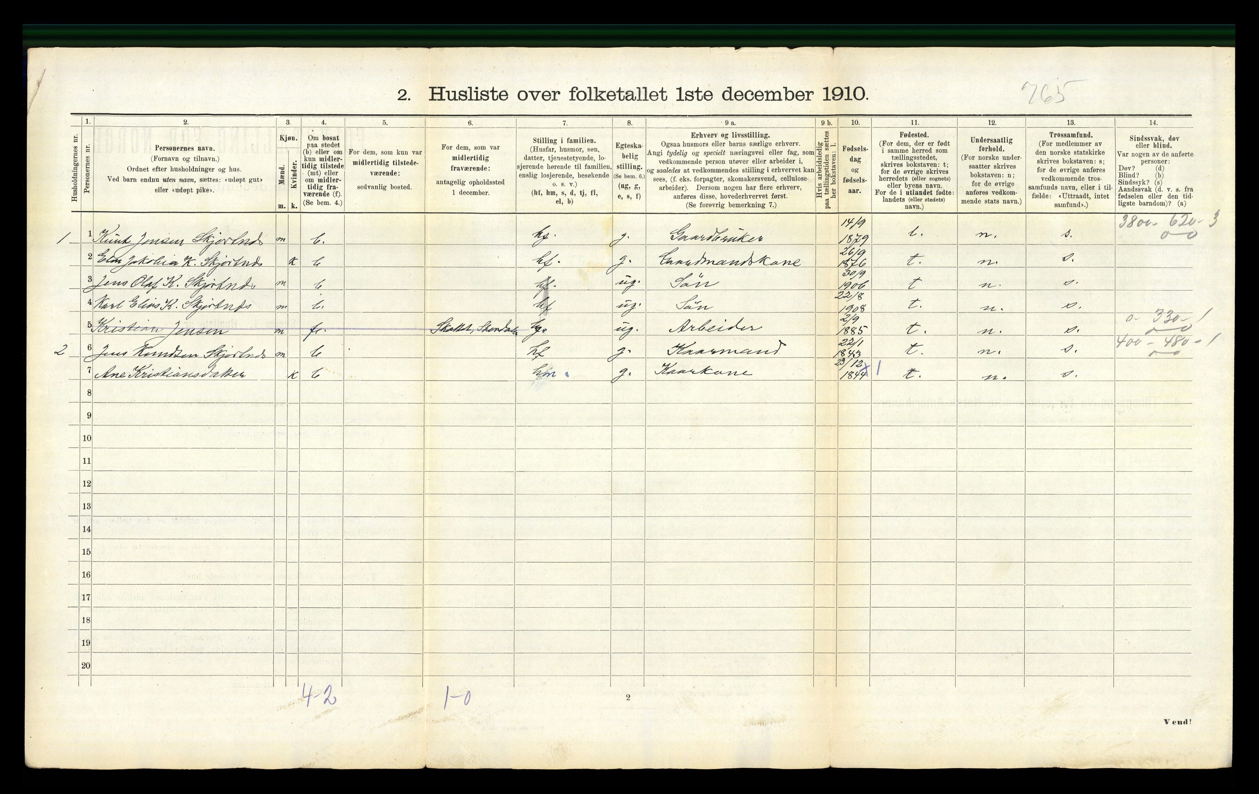 RA, 1910 census for Stordal, 1910, p. 297
