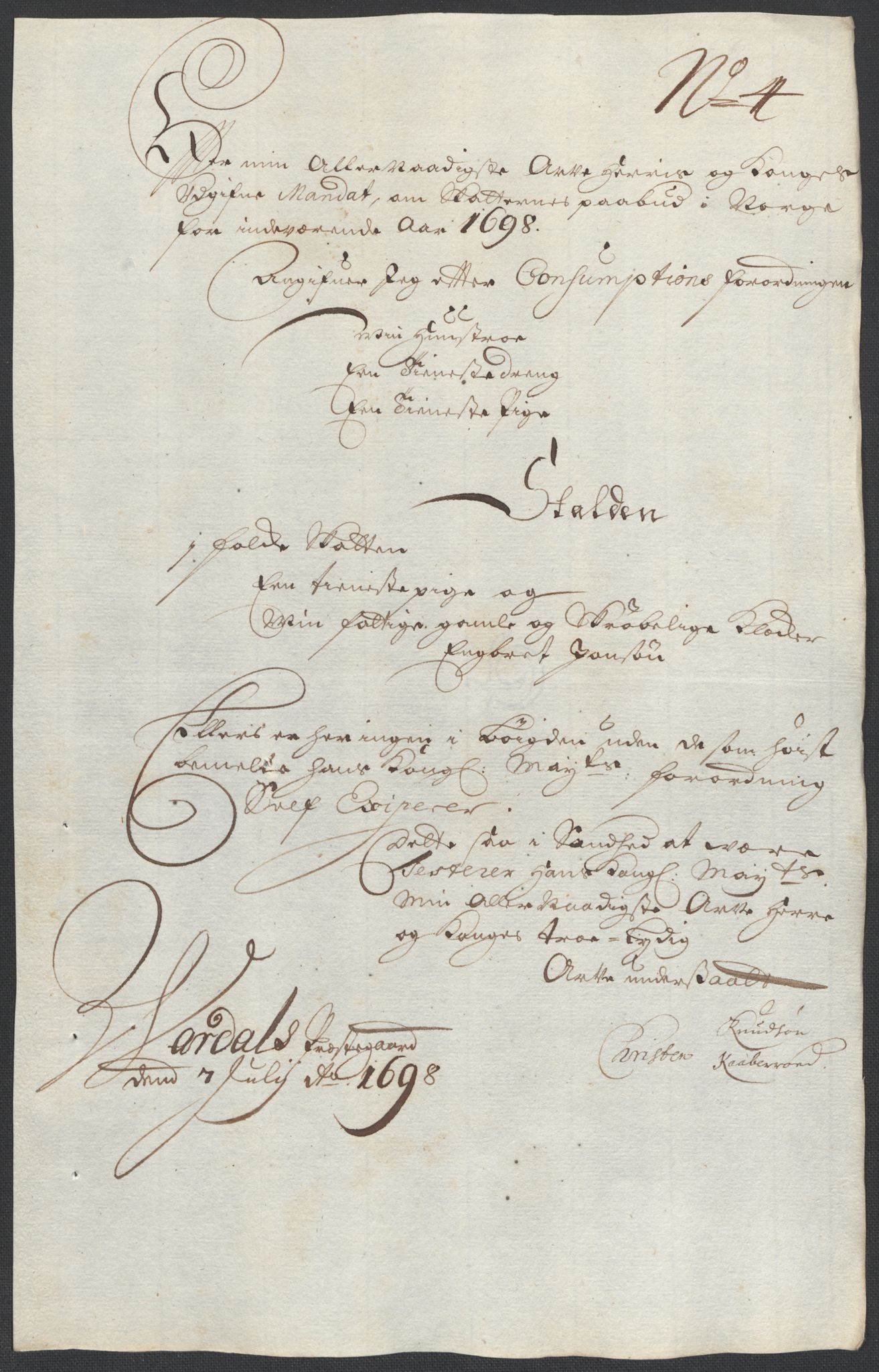 Rentekammeret inntil 1814, Reviderte regnskaper, Fogderegnskap, AV/RA-EA-4092/R18/L1296: Fogderegnskap Hadeland, Toten og Valdres, 1698, p. 171