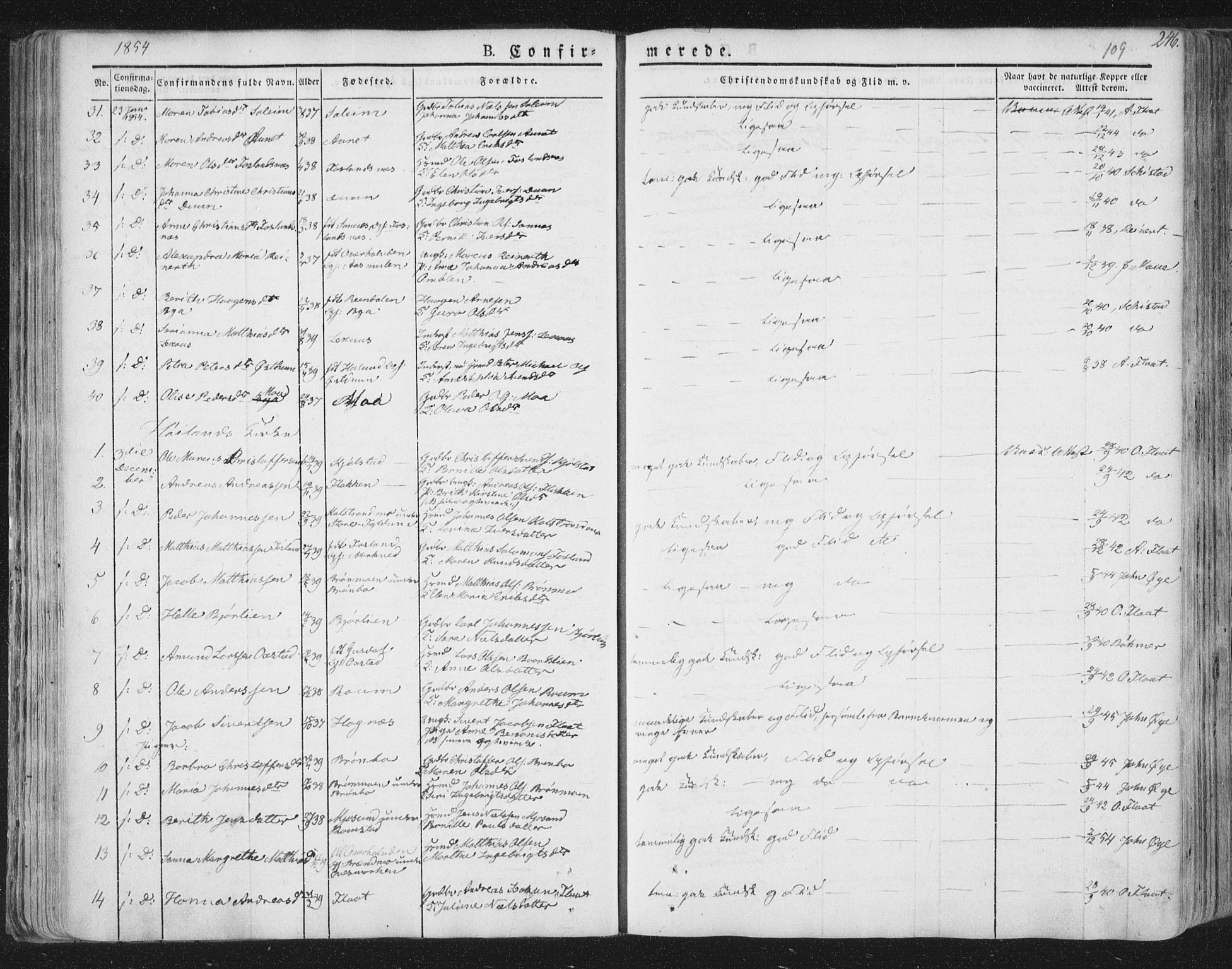 Ministerialprotokoller, klokkerbøker og fødselsregistre - Nord-Trøndelag, SAT/A-1458/758/L0513: Parish register (official) no. 758A02 /1, 1839-1868, p. 109