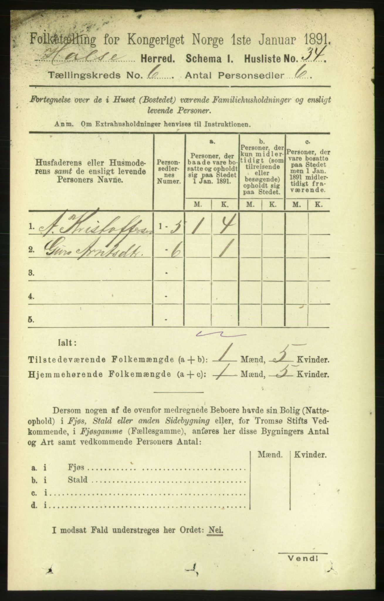 RA, 1891 census for 1571 Halsa, 1891, p. 1484