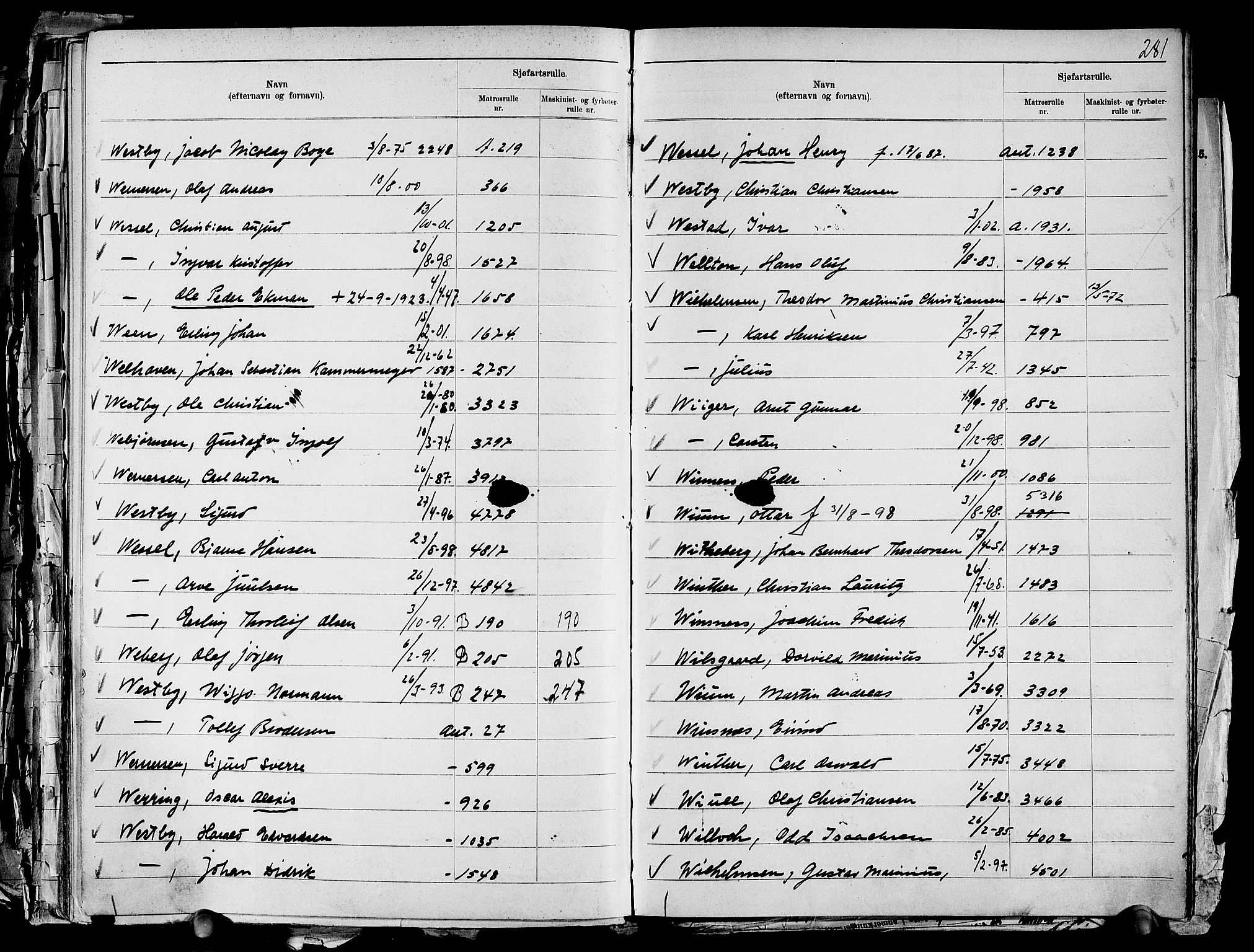 Drammen innrulleringsdistrikt, SAKO/A-781/G/Ga/L0001: Navneregister til rullene, 1860-1948, p. 303