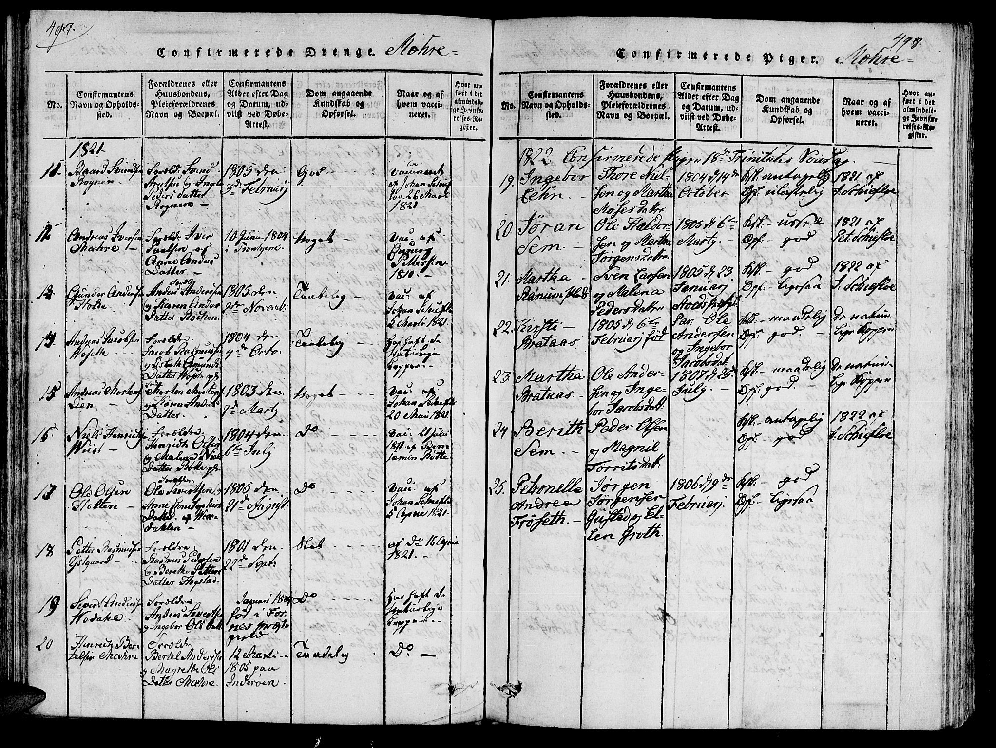 Ministerialprotokoller, klokkerbøker og fødselsregistre - Nord-Trøndelag, AV/SAT-A-1458/735/L0333: Parish register (official) no. 735A04 /1, 1816-1824, p. 497-498