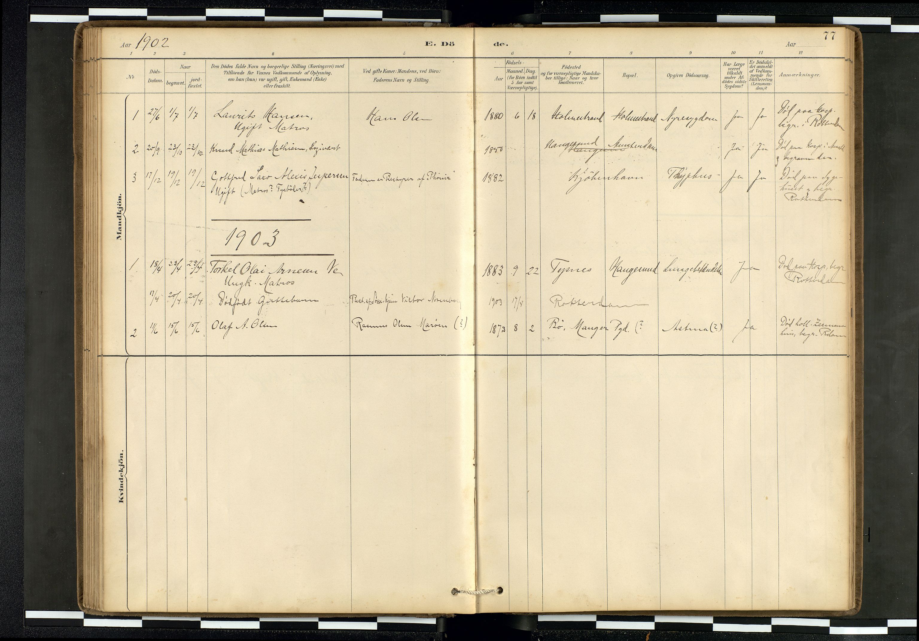 Den norske sjømannsmisjon i utlandet/Hollandske havner (Amsterdam-Rotterdam-Europort), AV/SAB-SAB/PA-0106/H/Ha/Haa/L0002: Parish register (official) no. A 2, 1887-1907, p. 76b-77a