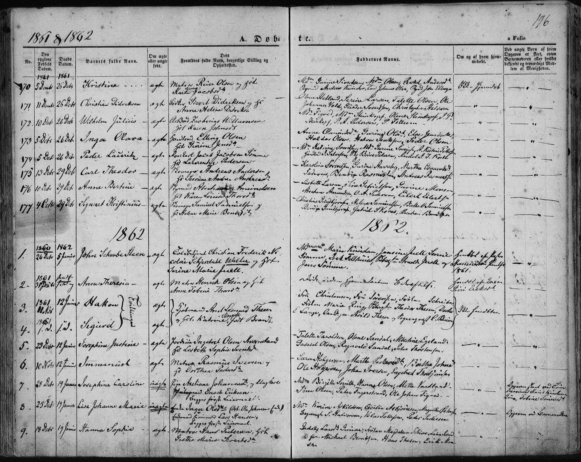 Domkirken sokneprestkontor, SAST/A-101812/001/30/30BA/L0017: Parish register (official) no. A 16, 1855-1867, p. 196