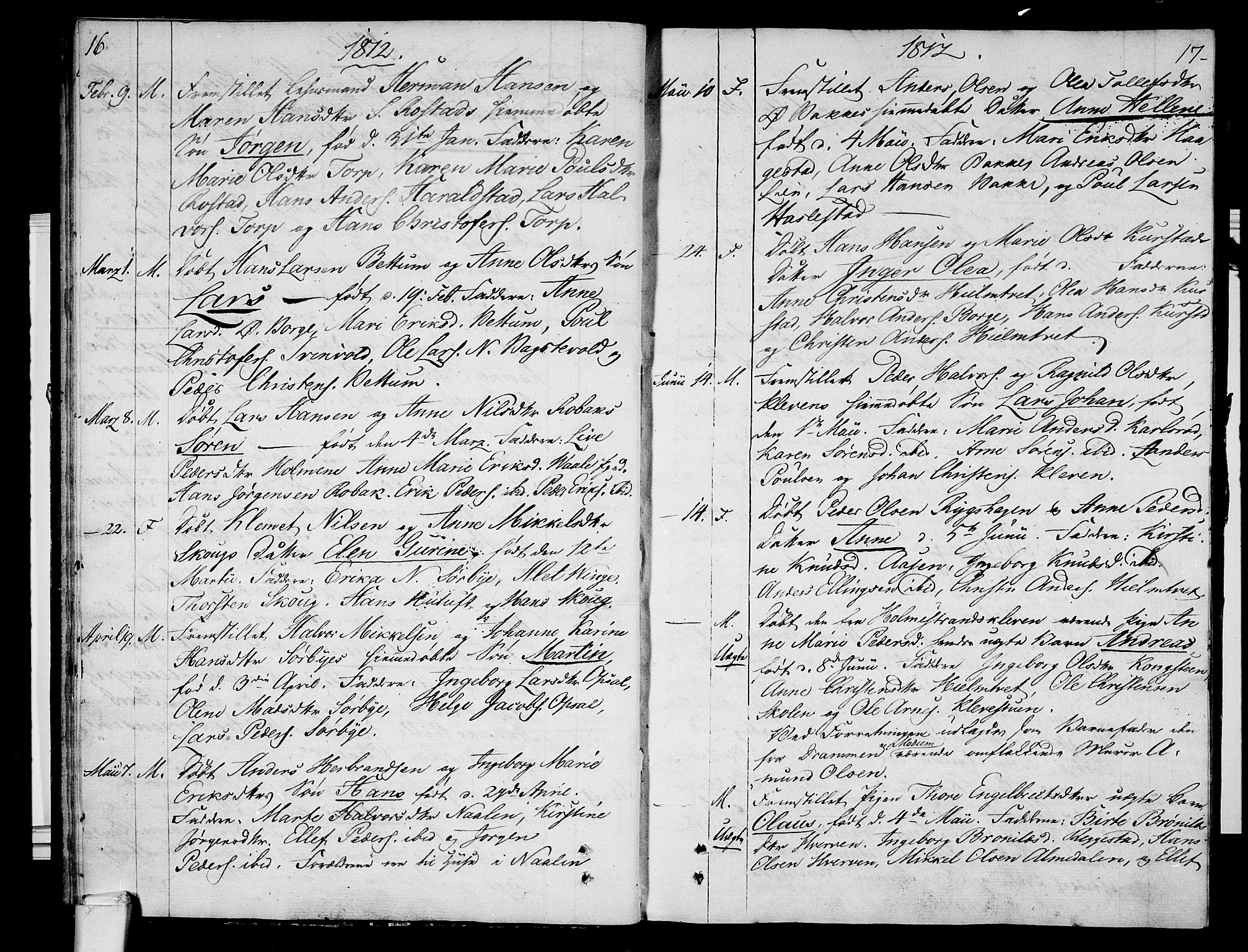 Våle kirkebøker, SAKO/A-334/F/Fa/L0006: Parish register (official) no. I 6, 1808-1814, p. 16-17
