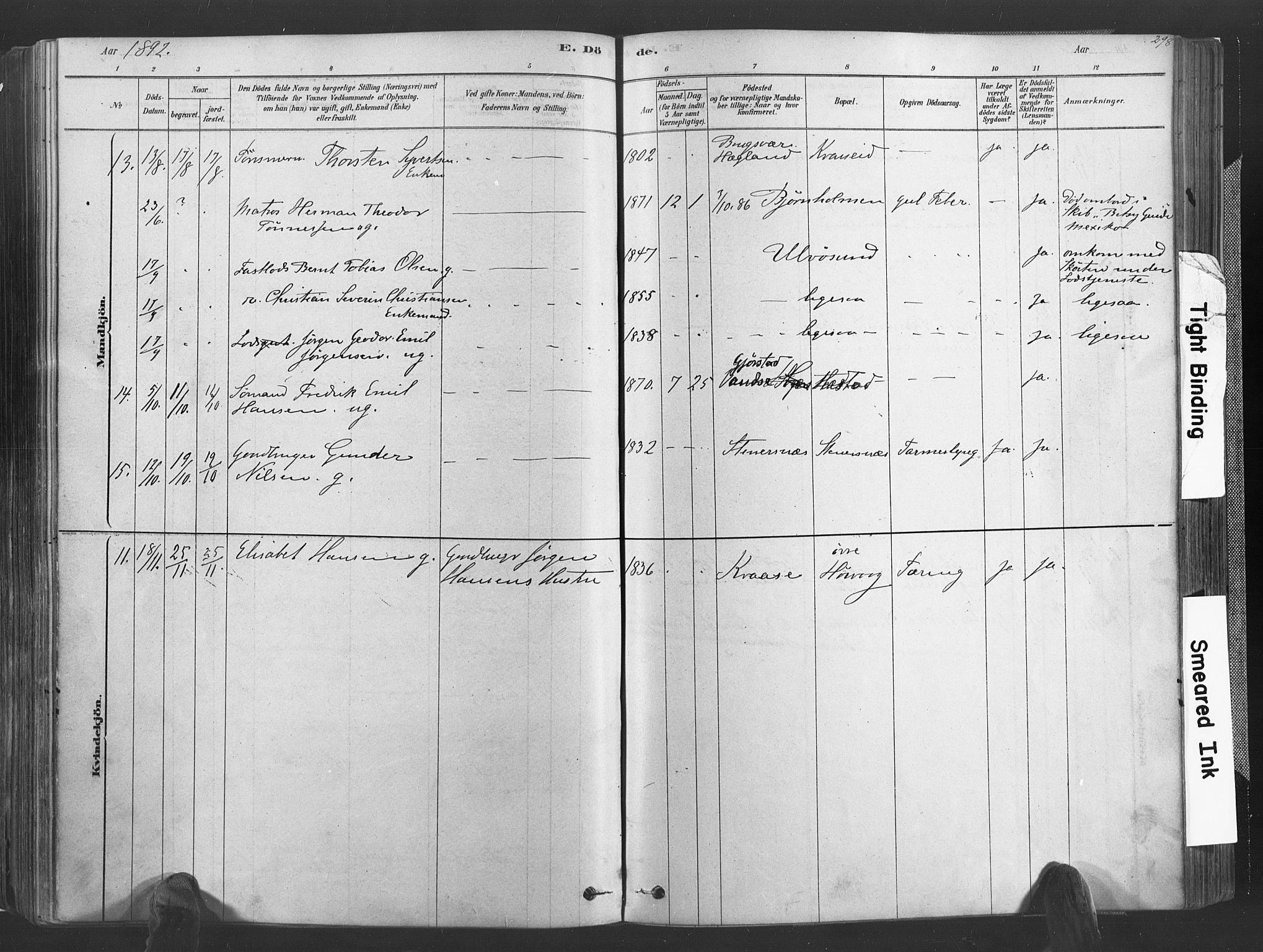 Høvåg sokneprestkontor, AV/SAK-1111-0025/F/Fa/L0005: Parish register (official) no. A 5, 1878-1893, p. 298